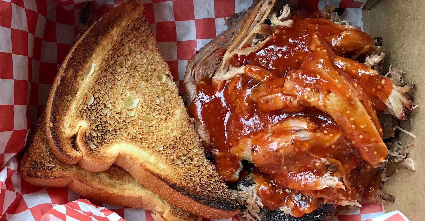 Pulled pork at Bark and the Bite barbecue restaurant.