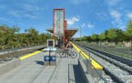 A rendering of the West Lake station in Minneapolis on the Southwest light-rail line. The proposed 14.5-mile line is slated to begin passenger service