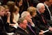 From left, Ted Mondale, Walter Mondale, Rosalynn and Jimmy Carter and William Mondale. Joan Mondale's memorial service was held Saturday, February 8, 