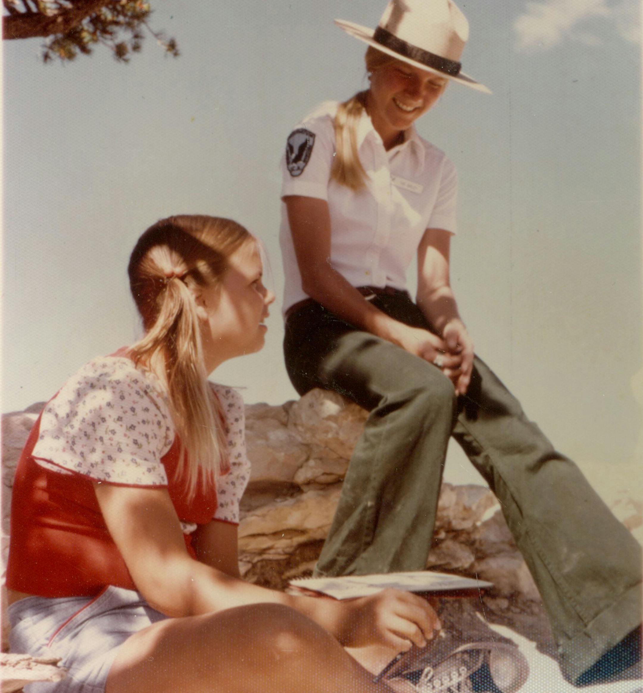 Here a young Suzanne Hanson, aged 11 or 12, wrote and drew in her journal, with the inspiration of a park ranger at the Grand Canyon.