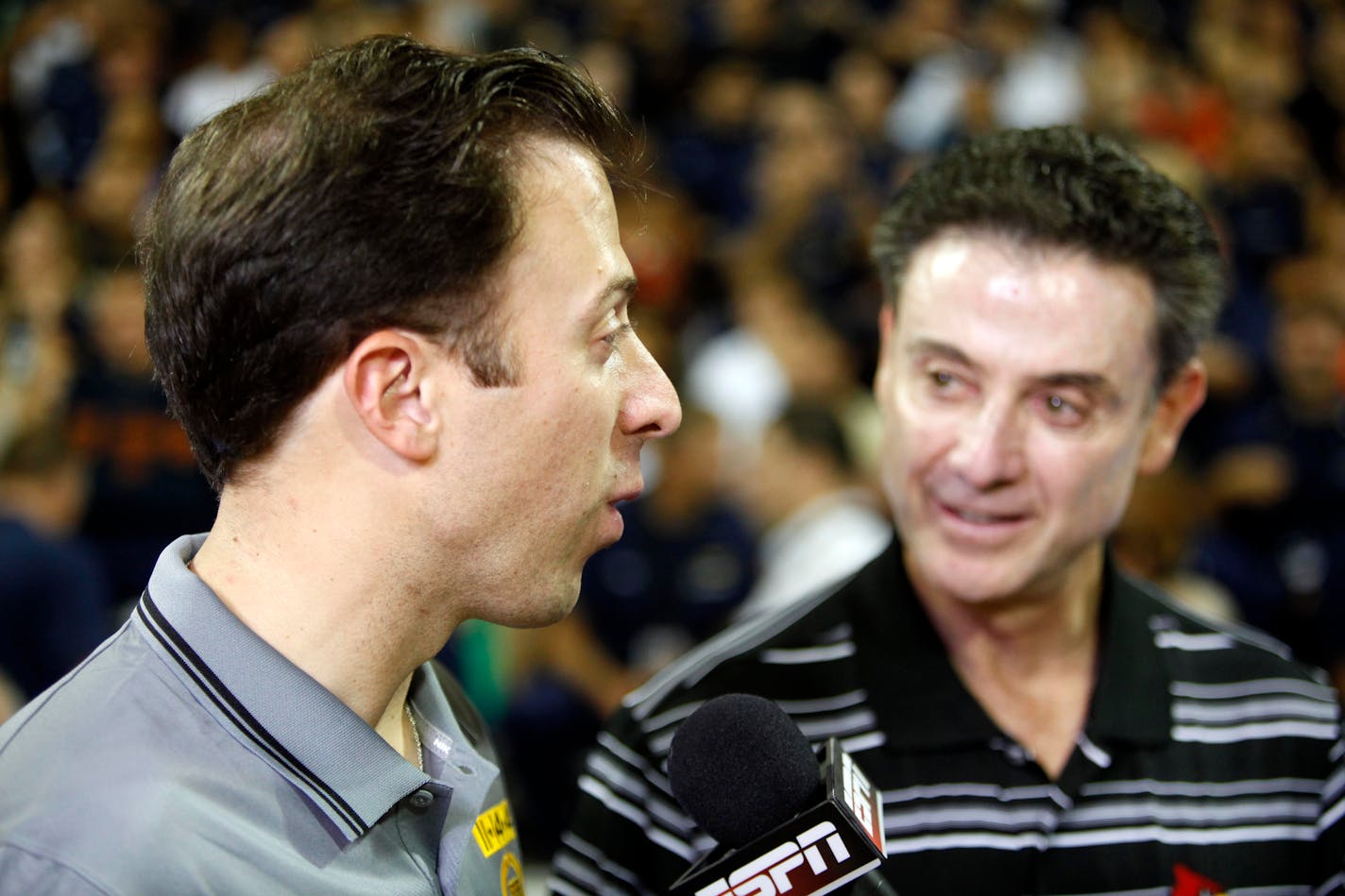 Rick and Richard Pitino in November 2014 before Minnesota play Louisville.