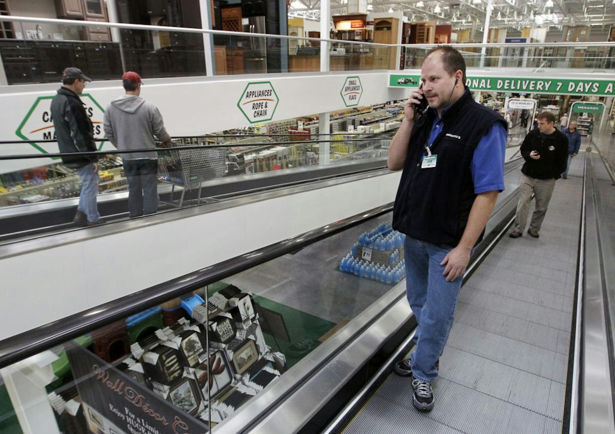 At the Menards in Eden Prairie, assistant general manager Joe Petrich got on the escalator to the second floor. This store features the largest interior retail space in the United States