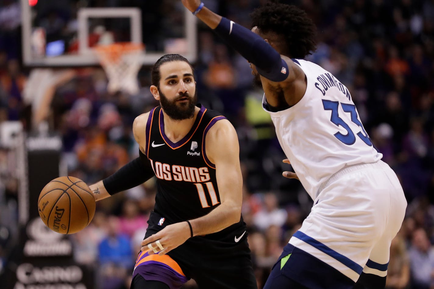 Ricky Rubio (11) played for Phoenix last season and was acquired from Oklahoma City in a draft-night deal.