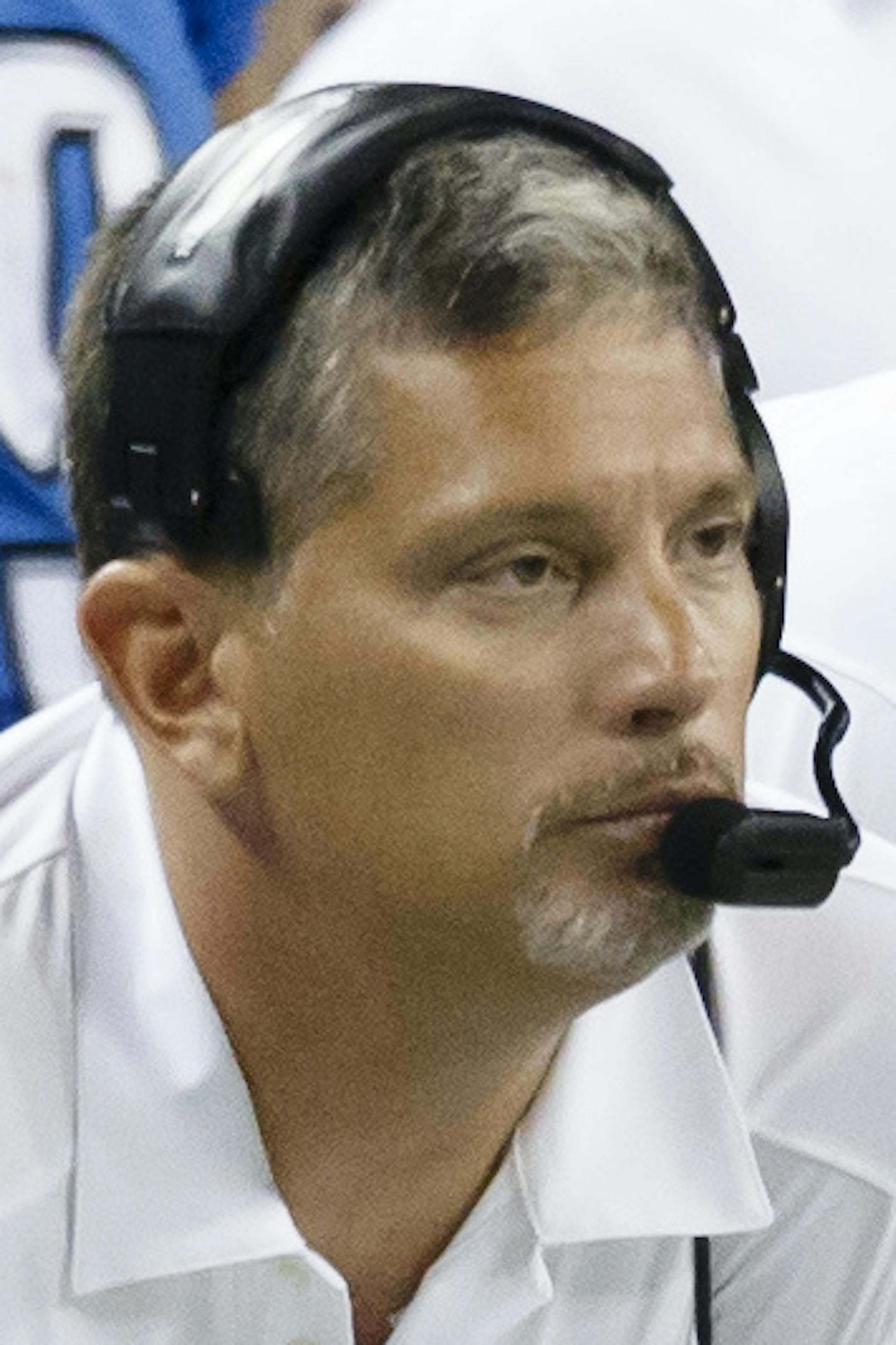 Detroit Lions head coach Jim Schwartz and defensive line coach Kris Kocurek during an NFL football game against the New England Patriots in Detroit,Thursday, Aug. 22, 2013. (AP Photo/Rick Osentoski) ORG XMIT: MIN2013090417113966