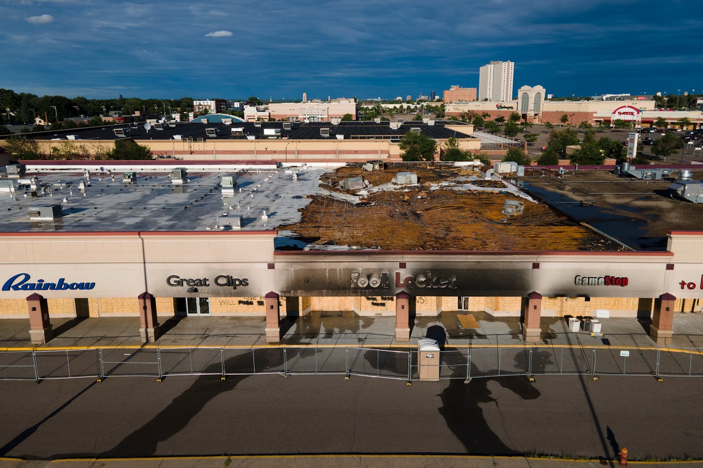 The Midway Shopping center photographed in July, 2020. ]