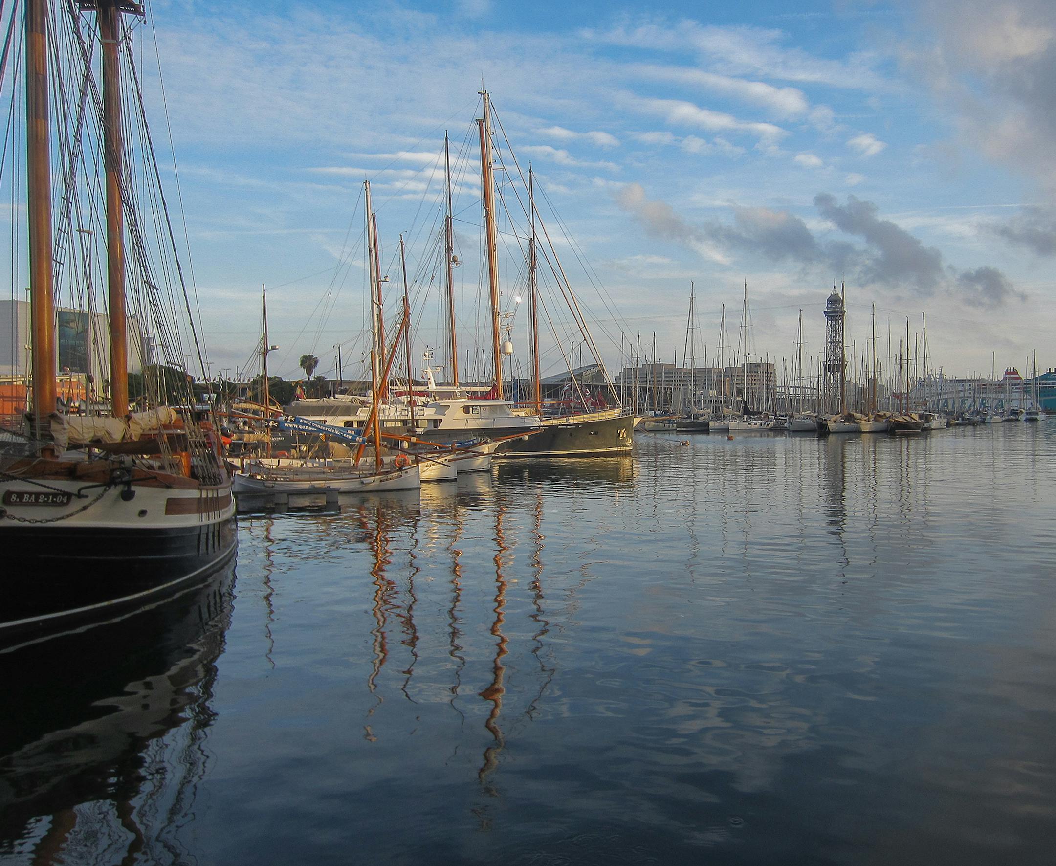 As a veteran elementary school teacher just released for summer break, a European trip with my daughter and her friend was just the thing to get my summer started! We started in Barcelona! On the first evening we meandered the cobbled streets of El Borne, past the Arc de Triomf, and down to the Marina nearby. Using a Canon Powershot I tried to capture the reflection of the clouds in the calm waters. This marked the beginning of a wonderful adventure filled with sangria, paella, and the sights an