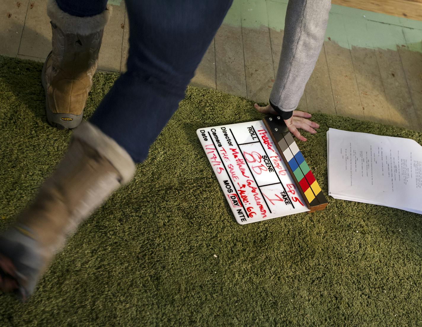 Theater People films a web episode for their second season in a farm house in Minnetrista January 17, 2015. (Courtney Perry/Special to the Star Tribune)