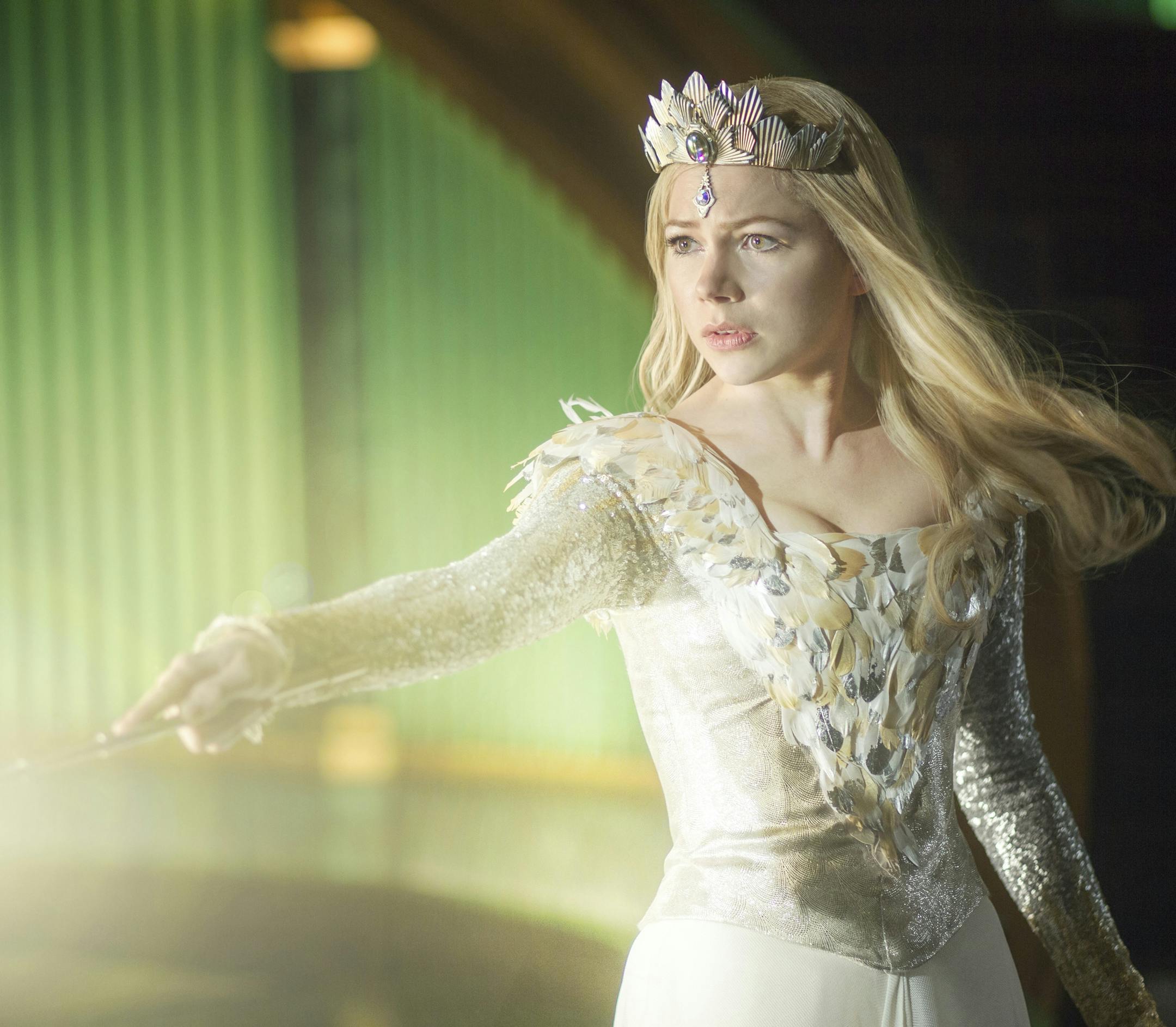 In an undated handout image, Michelle Williams in the 2013 film "Oz: The Great and Powerful." Disney‚Äôs movie studio, which has stumbled recently, has taken a bold risk with a "Oz: The Great and Powerful," a prequel to the beloved 1939 musical "The Wizard of Oz." (Merie Weismiller Wallace/Walt Disney Pictures via The New York Times) -- NO SALES; FOR EDITORIAL USE ONLY WITH STORY SLUGGED DISNEY FILM GAMBLE BY BROOKS BARNES. ALL OTHER USE PROHIBITED. ORG XMIT: MIN2013030516131007