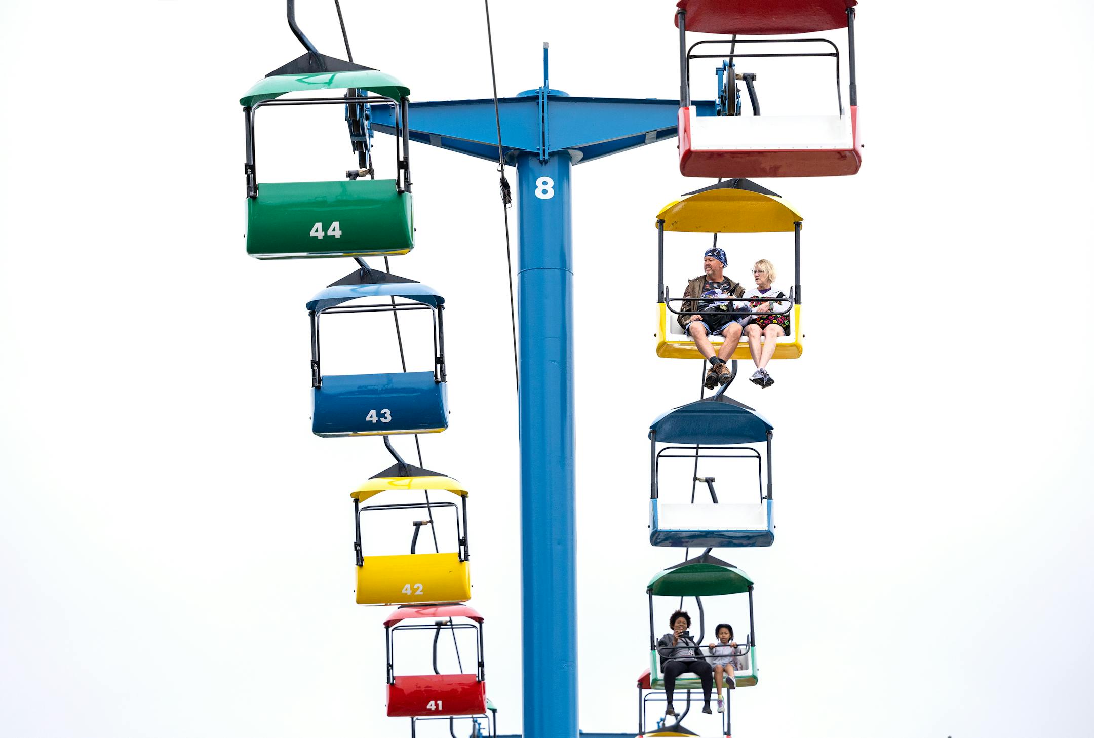 Passengers on The Skyride Thursday, August 25, 2022.