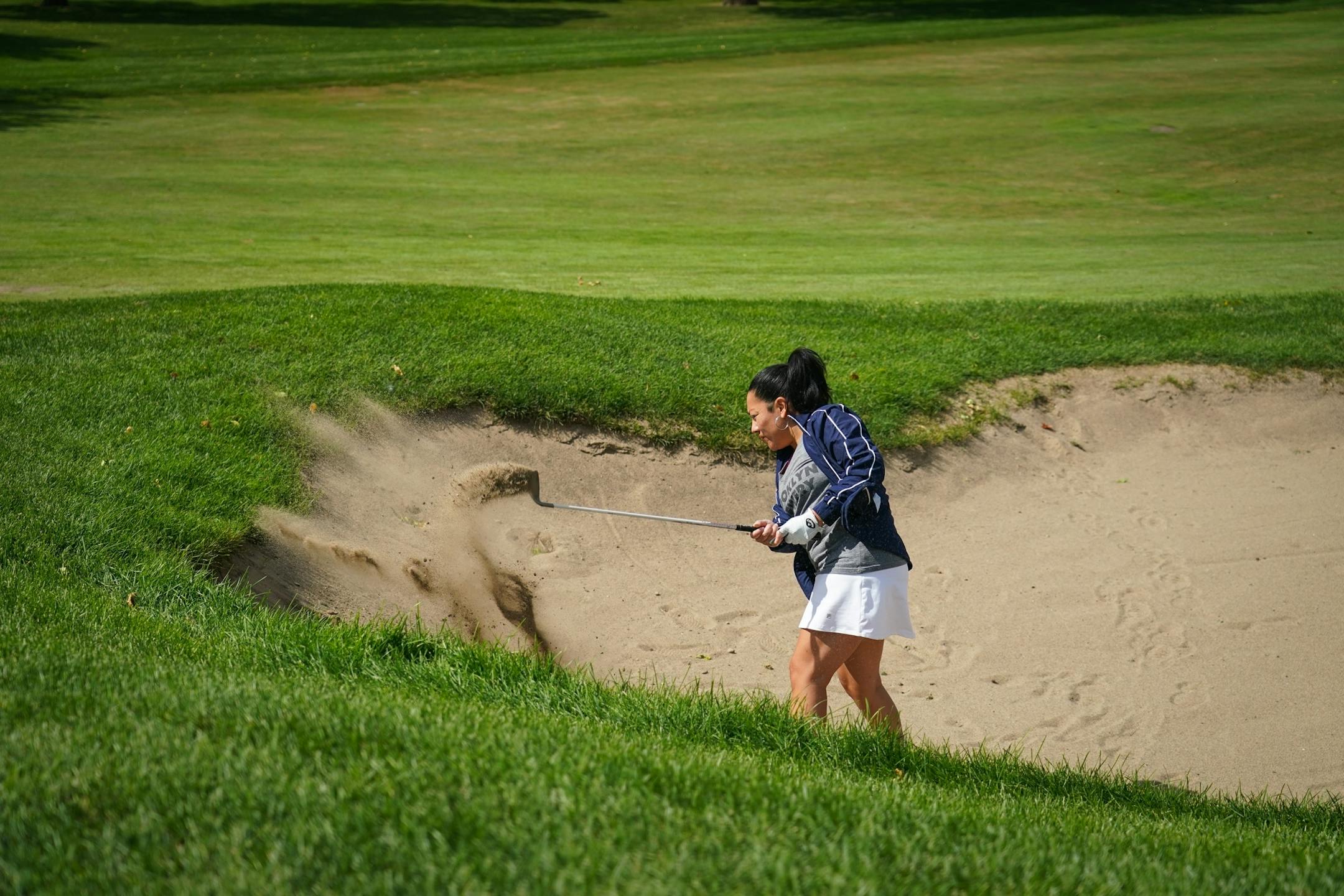 After playing golf for two months, Claudia Murvartian from St. Paul is hooked. She and her boyfriend Charles Mann started the COVID-19 shutdown by walking ten miles a day. When that became boring, she said, she decided to go to the driving range and hit some balls with Mann.