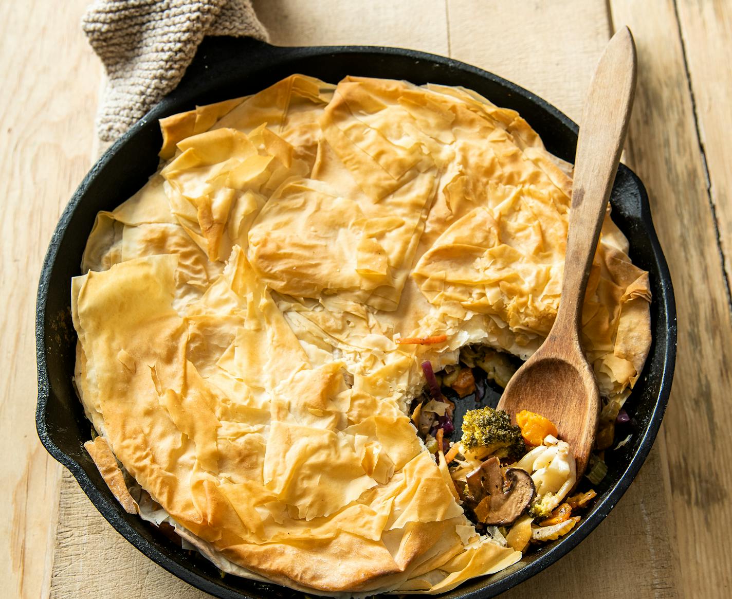 Vegetable Skillet Pot Pie can change with the seasons. Seasonal cooking column by Beth Dooley, photo by Mette Nielsen, Special to the Star Tribune.