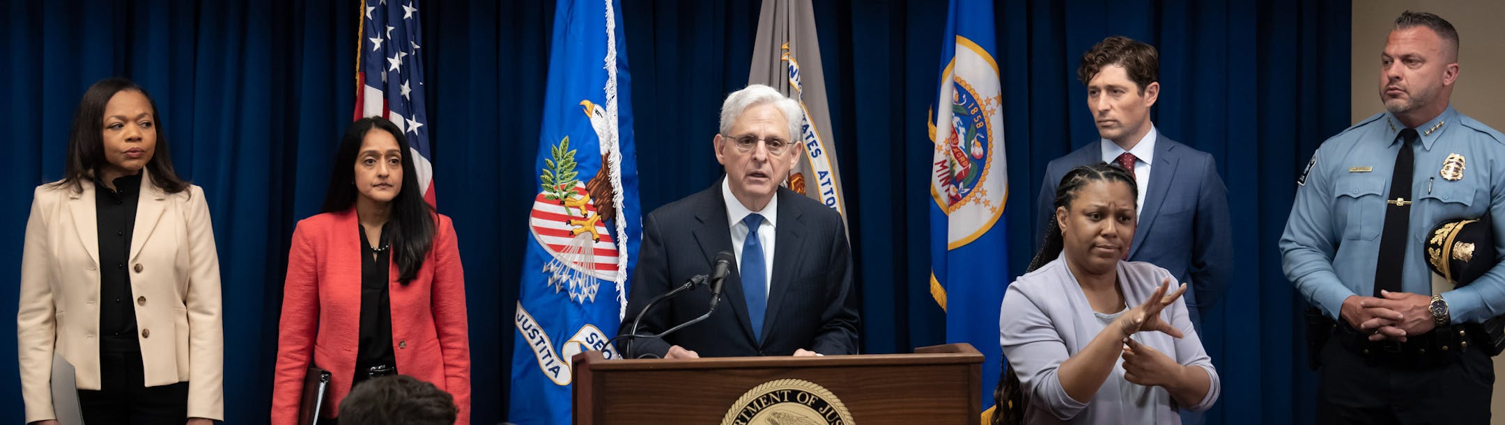 U.S. Attorney General Merrick Garland spoke about the DOJ investigation Friday, June 16, 2023 Minneapolis, Minn. Attorney General Merrick B. Garland, Associate Attorney General Vanita Gupta, Assistant Attorney General Kristen Clarke, First Assistant U.S. Attorney Ann Bildtsen for the District of Minnesota, Minneapolis Mayor Jacob Frey, and Minneapolis Police Chief Brian O'Hara will hold a press conference tomorrow on a civil rights matter.