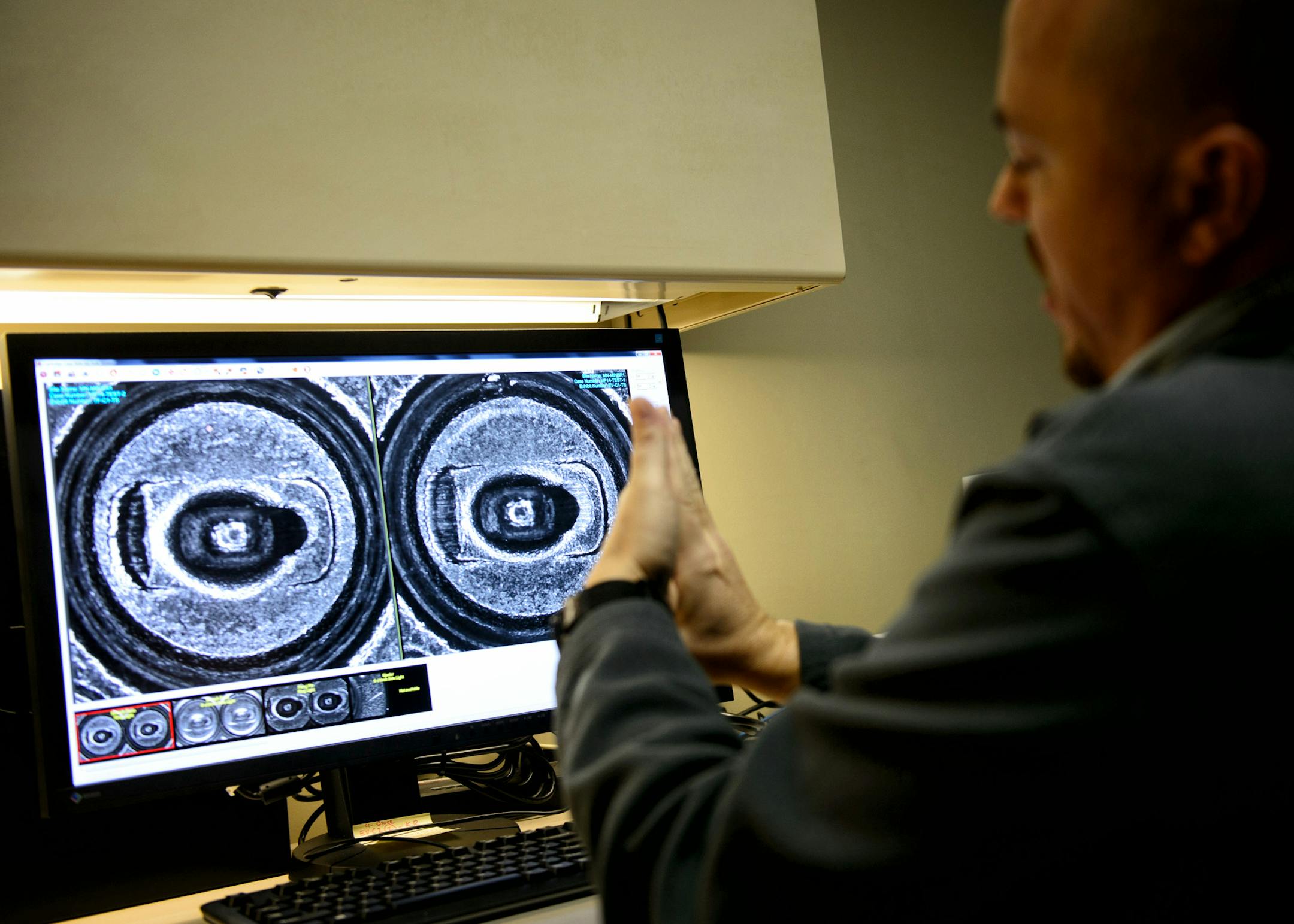 MPD forensic firearms technician Tim Sittlow demonstrated NIBIN by pointing out similarities in shell casings. ] GLEN STUBBE * gstubbe@startribune.com Tuesday, October 7, 2014 Minneapolis Police Department is increasingly turning to NIBIN, National Integrated Ballistic Identification System , an ATF-run national database, to help it link and, ultimately solve, gun-crimes using tiny markings on shell casings and bullets found at crime scenes.