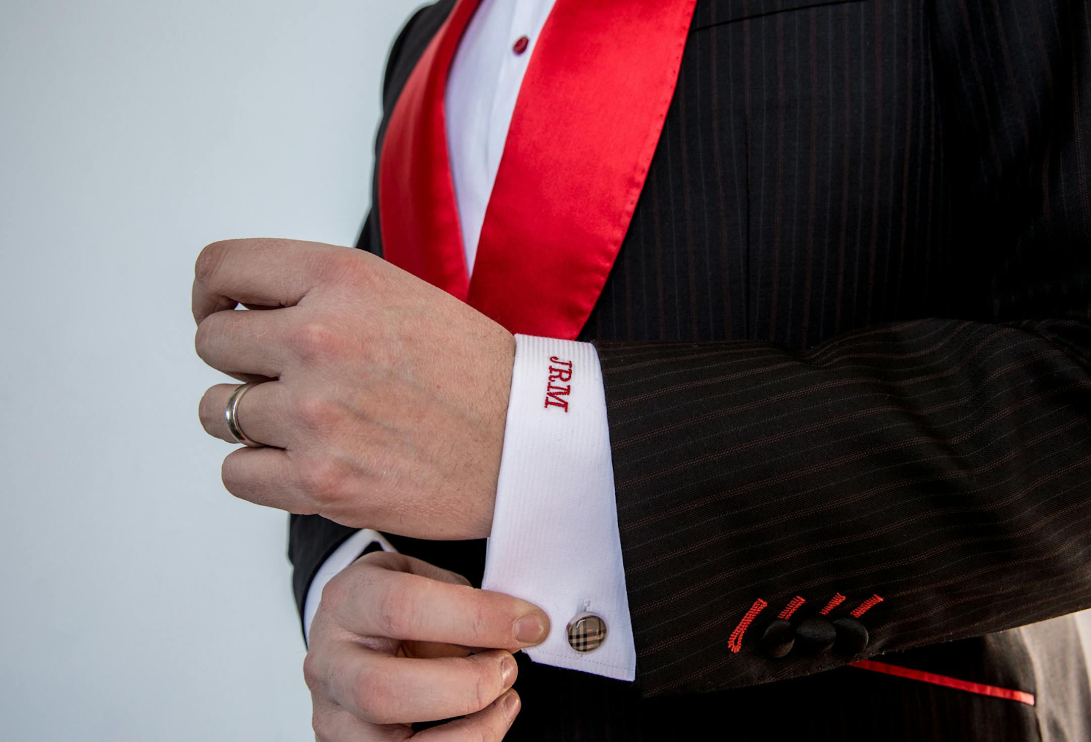 The King Brothers style Fox personality Jason Matheson for the annual Red Dress Collection charity event for Matheson to wear in the celebrity runway show.