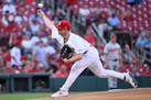 Cardinals starting pitcher Sonny Gray throws in the first inning against the Orioles on Monday in St. Louis.