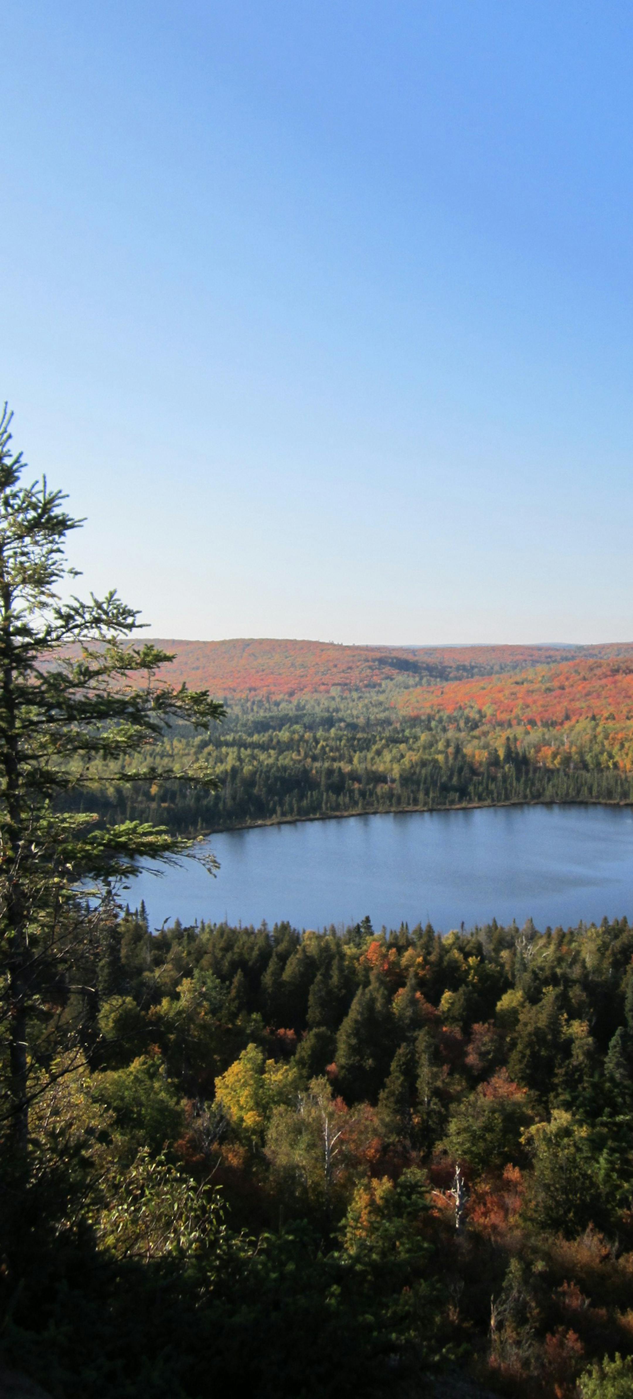 Lake view from the Oberg Mountain Trail. Courtesy of the Superior Hiking Trail