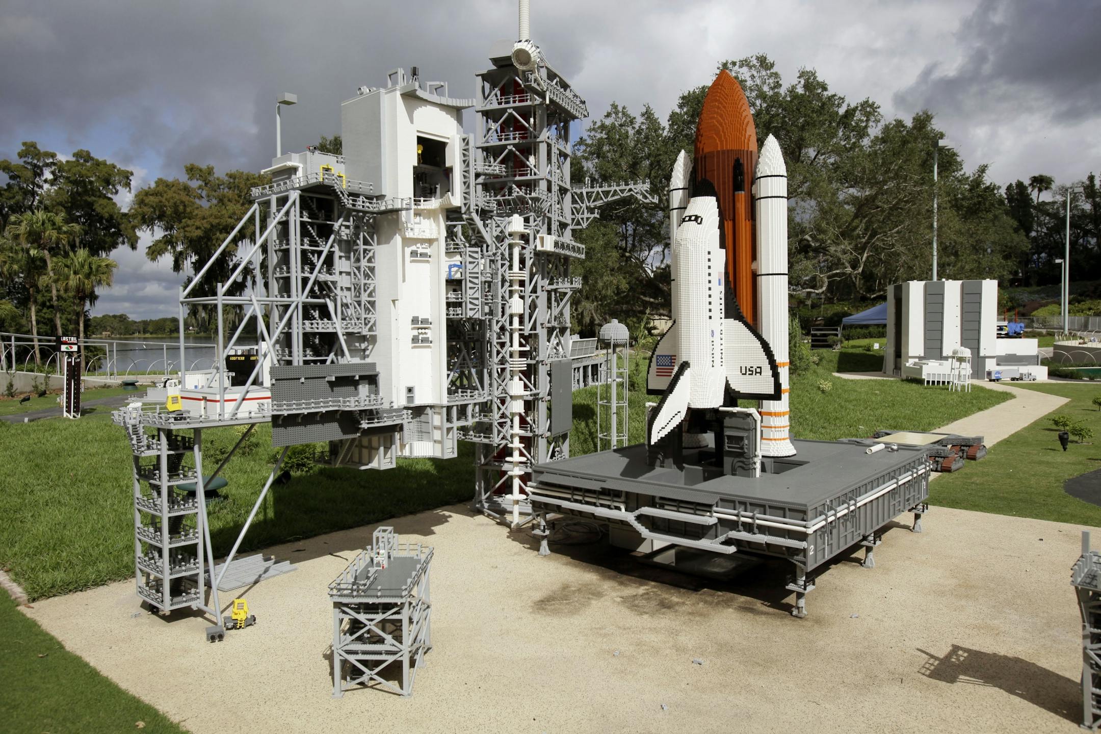 In this photo taken Tuesday, Sept. 27, 2011, a Lego model of the space shuttle and launch pad is seen at Legoland Florida in Winter Haven, Fla. The second Legoland in North America, Legoland Florida is located in Winter Haven on the site of the old Cypress Gardens. Opening day is Oct. 15.