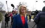 Kellyanne Conway, counselor to President Donald Trump, outside the White House while speaking to reporters, in Washington, March 18, 2019. President D