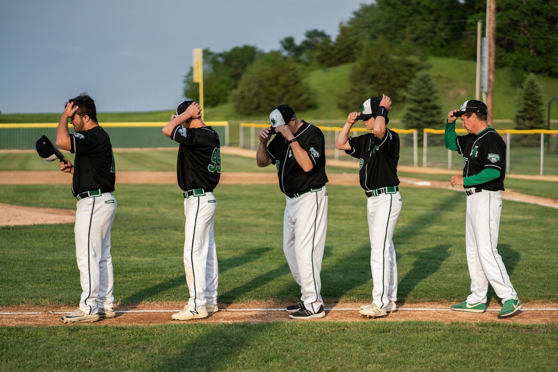 Irish players donned their hats after the National Anthem.