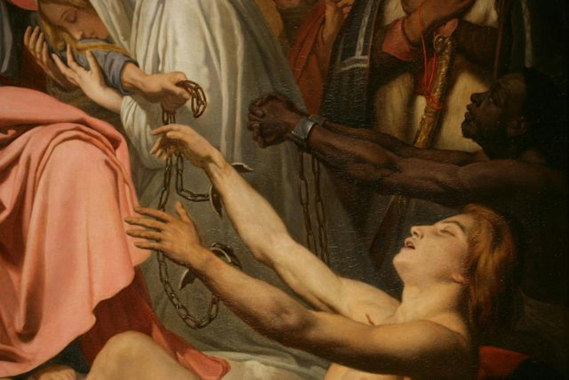 Detail of "Christus Consolator' 1851 by Dutch artist Ary Sheffer 1795-1858. Given to the Minneapolis Institute of Arts in memory of Rev. D.J Nordling by Gethsemane Luthern Church in Dassel, MN. "Christus Consolator," by Dutch-born, French-trained artist Ary Scheffer. Pix was recently discovered in a Dassel, Mn Lutheran church which is giving it to the MIA.