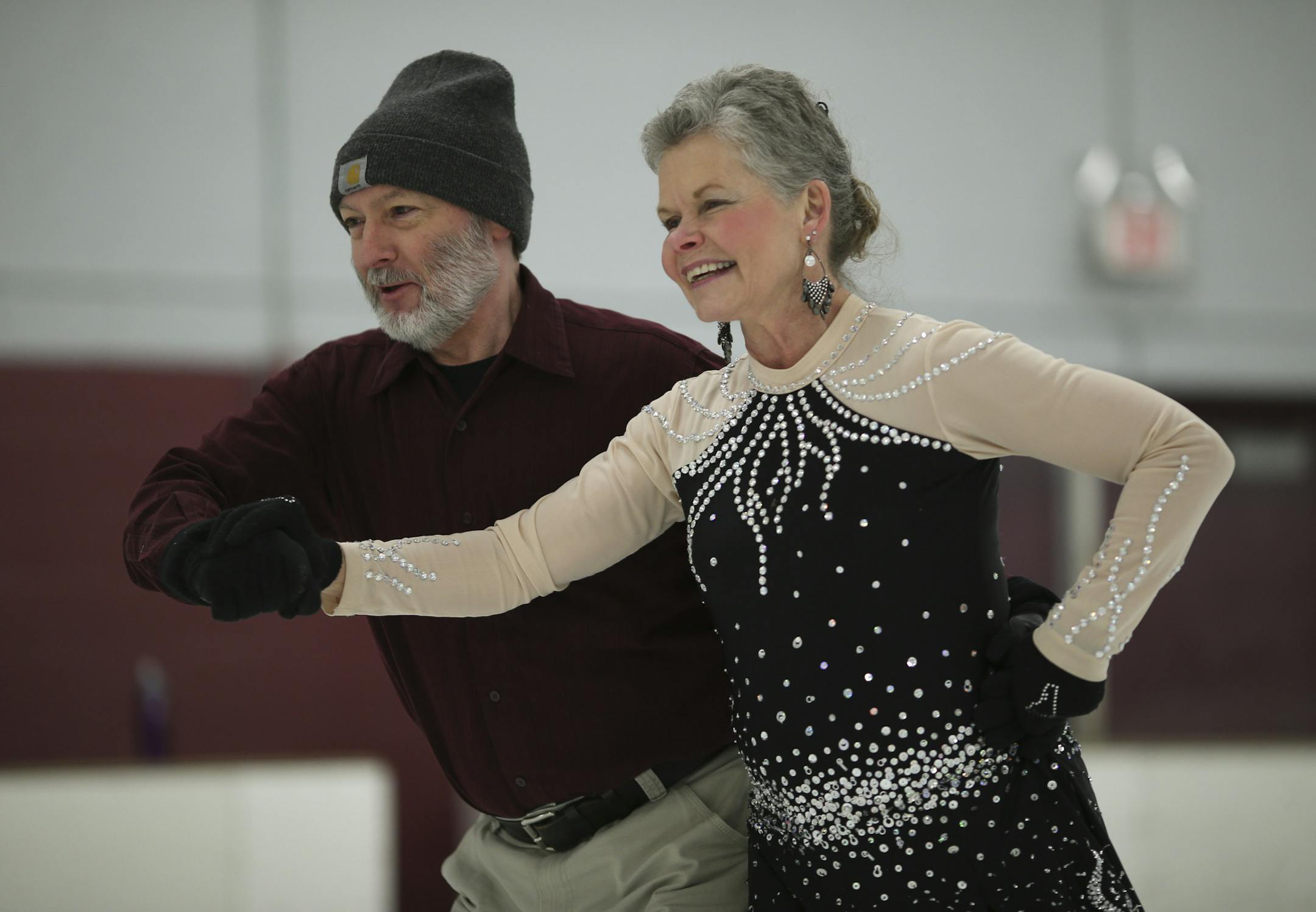 The Starlight Ice Dance Club of the Twin Cities meets every week for a social ice dance at the Parade Ice Garden in Minneapolis. Allen Lee and Diane Geving paired up to skate a routine during the social ice dance Thursday night, February 27, 2014 at the Parade Ice Garden. ] JEFF WHEELER &#x2022; jeff.wheeler@startribune.com