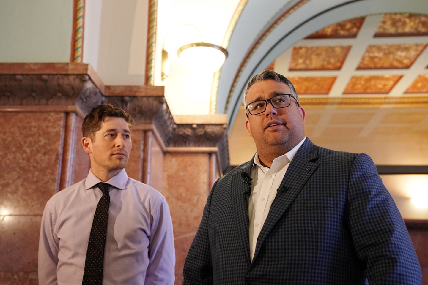 Sheriff-elect Dave "Hutch" Hutchinson, right, with Minneapolis Mayor Jacob Frey in November.