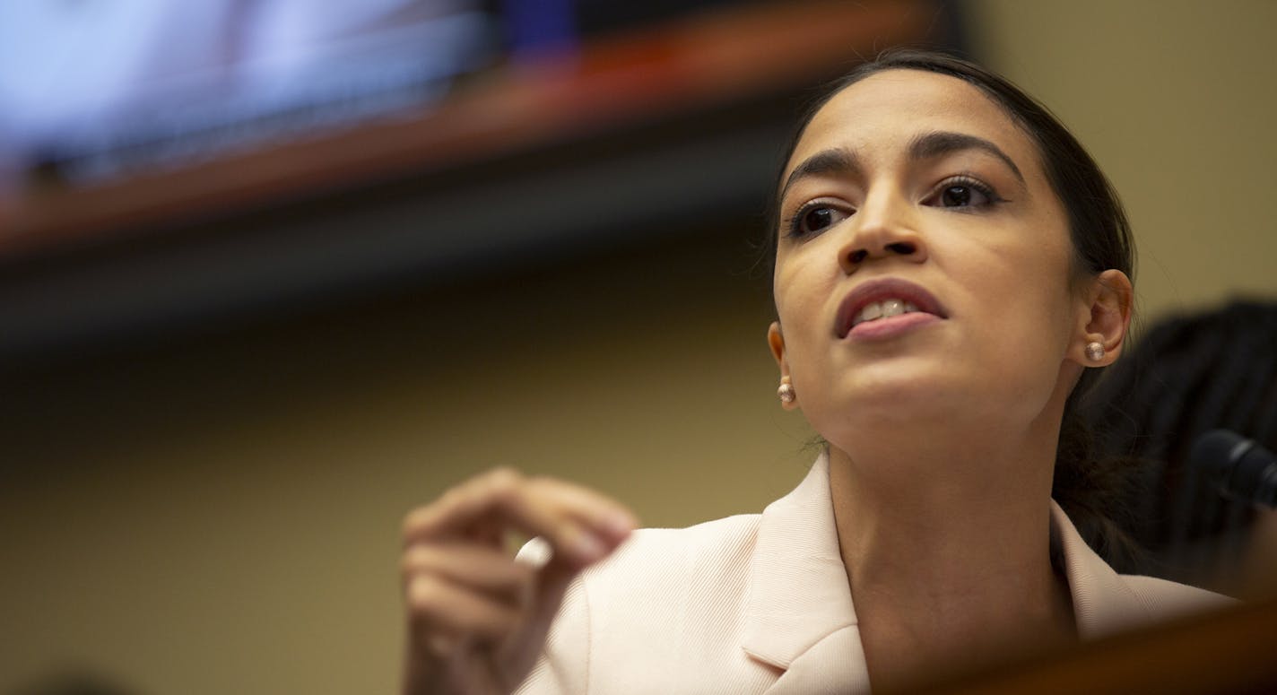 U.S. Rep. Alexandria Ocasio-Cortez (D-N.Y.) speaks during the Committee on Oversight and Reform hearing on Capitol Hill in Washington D.C., on June 12, 2019. (Stefani Reynolds/CNP/Zuma Press/TNS) ORG XMIT: 1384692