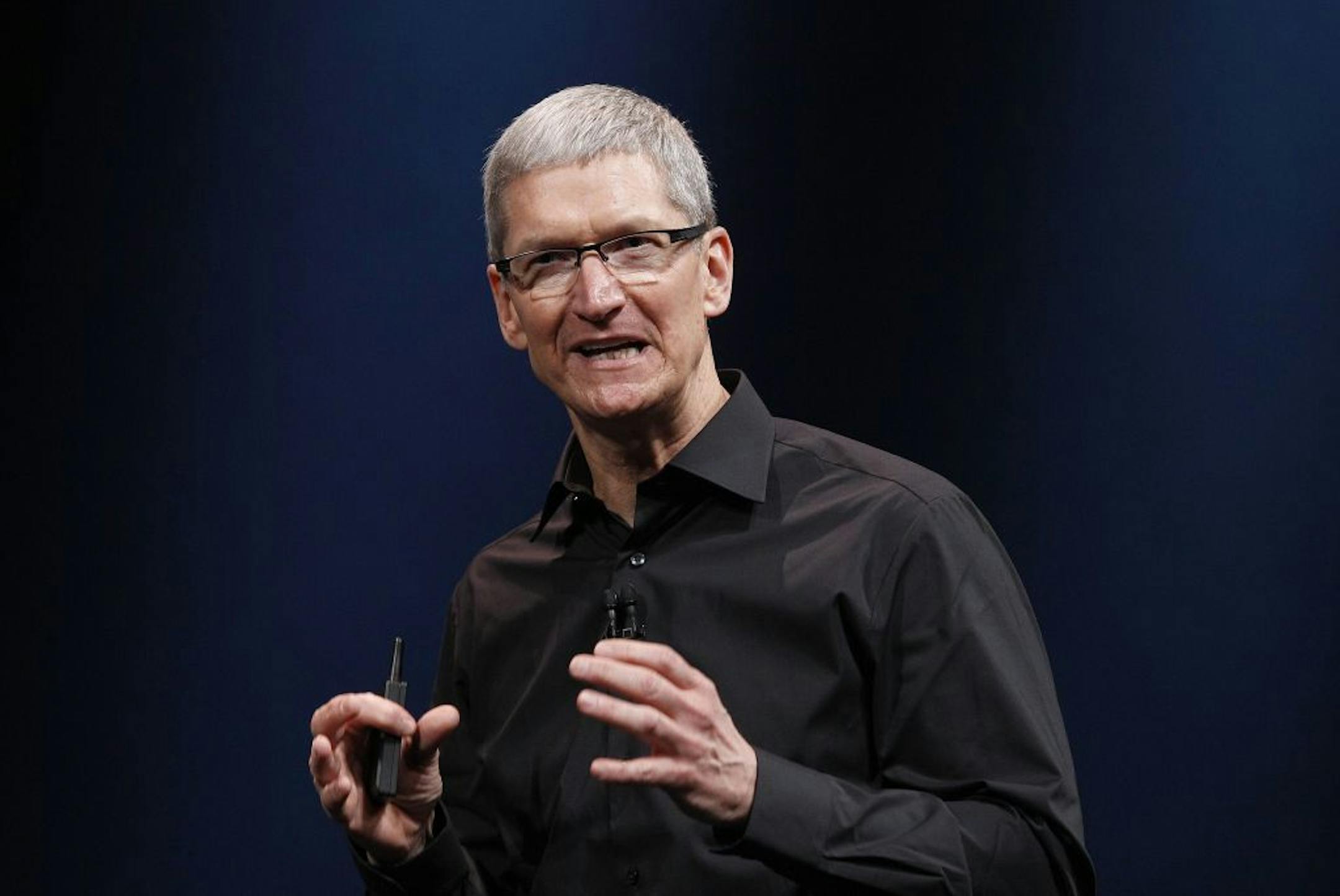 Apple CEO Tim Cook speaks during an Apple event in San Francisco, Wednesday, Sept. 12, 2012.
