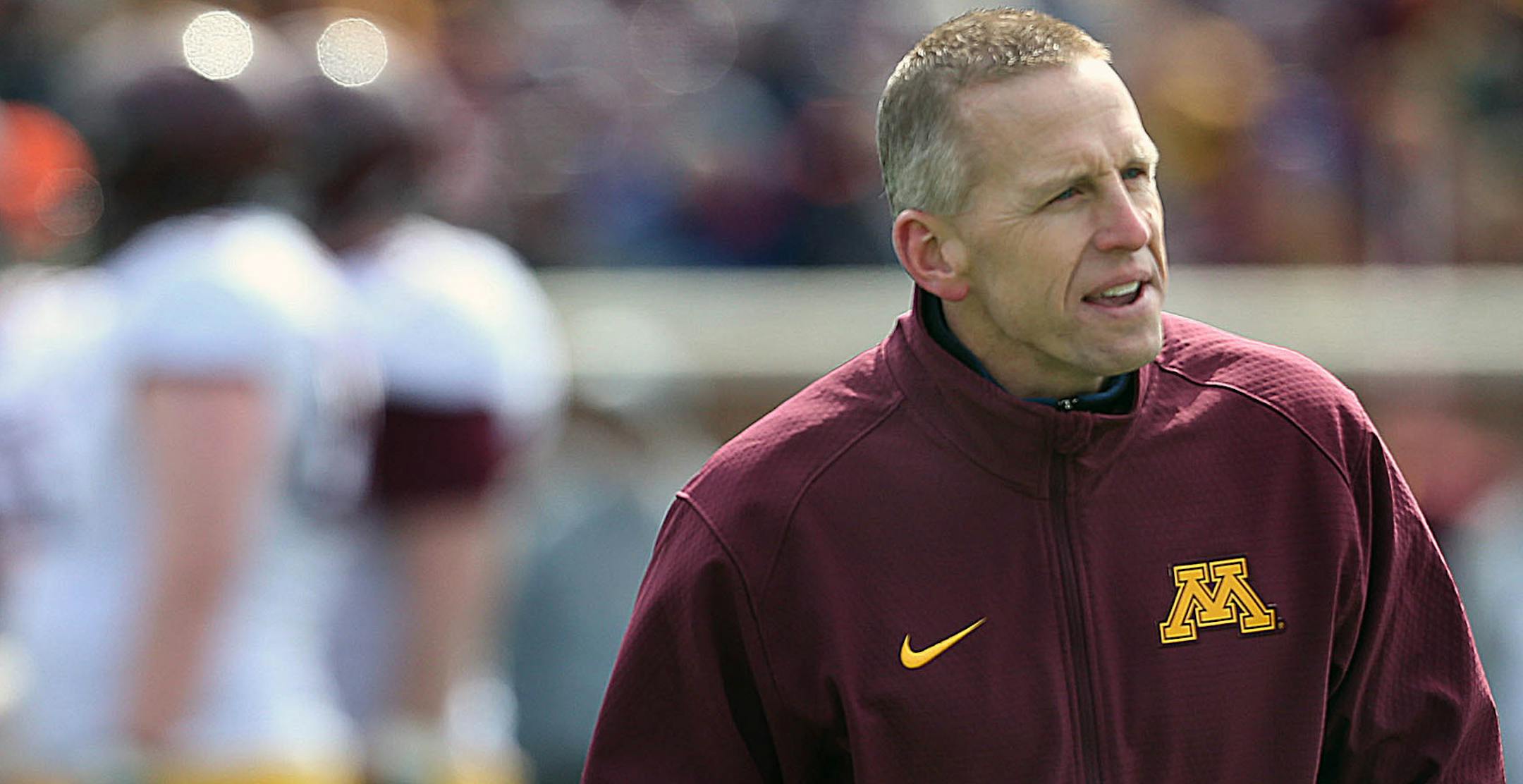 White team offensive coordinator Jay Johnson walked off the field after calling a play.] JIM GEHRZ ï james.gehrz@startribune.com / Minneapolis, MN / April 9, 2016 /12:30 PM ñ BACKGROUND INFORMATION: Annual Gophers spring football game at TCF Bank Stadium. Gold won the game, 19-7. ORG XMIT: MIN1604091611532942
