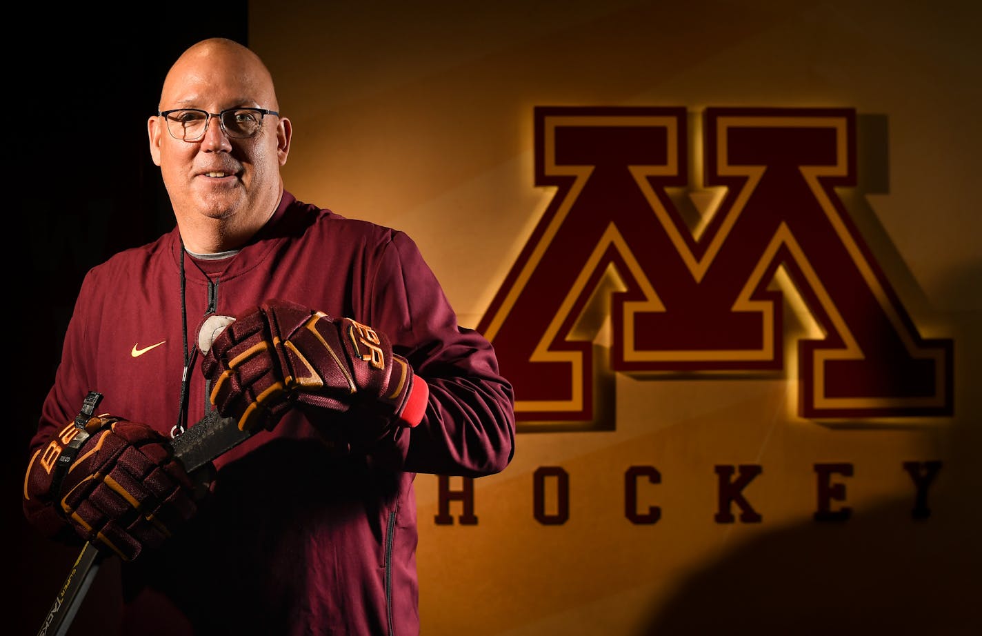 Gophers hockey head coach Bob Motzko. ] AARON LAVINSKY &#x2022; aaron.lavinsky@startribune.com Profile on Bob Motzko, the Gophers new men's hockey coach who moved an hour and a half down the highway from St. Cloud. We photograph practice on Tuesday, Sept. 25, 2018 at Ridder Arena in Minneapolis, Minn.