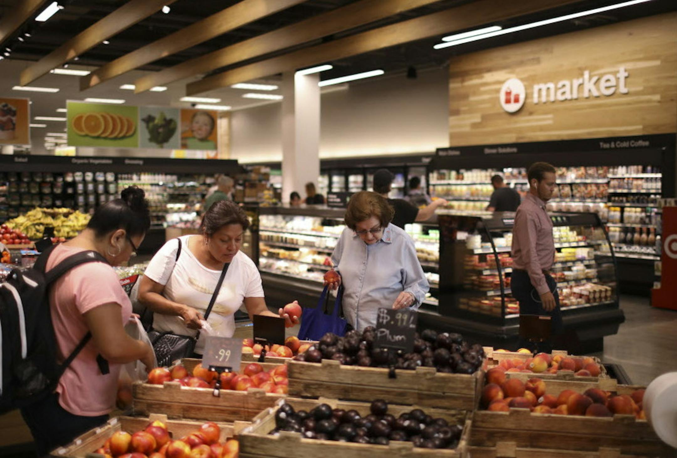 The refreshed grocery department skews towards grab and go food items. ] JEFF WHEELER ï jeff.wheeler@startribune.com Target's Vice President for Store Planning & Design, Joe Perdew, led a tour of the newly remodeled downtown Minneapolis Target store Monday afternoon, August 14, 2017.