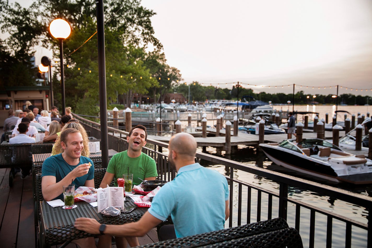 See-through plastic shields at Maynards will preserve the Lake Minnetonka views.