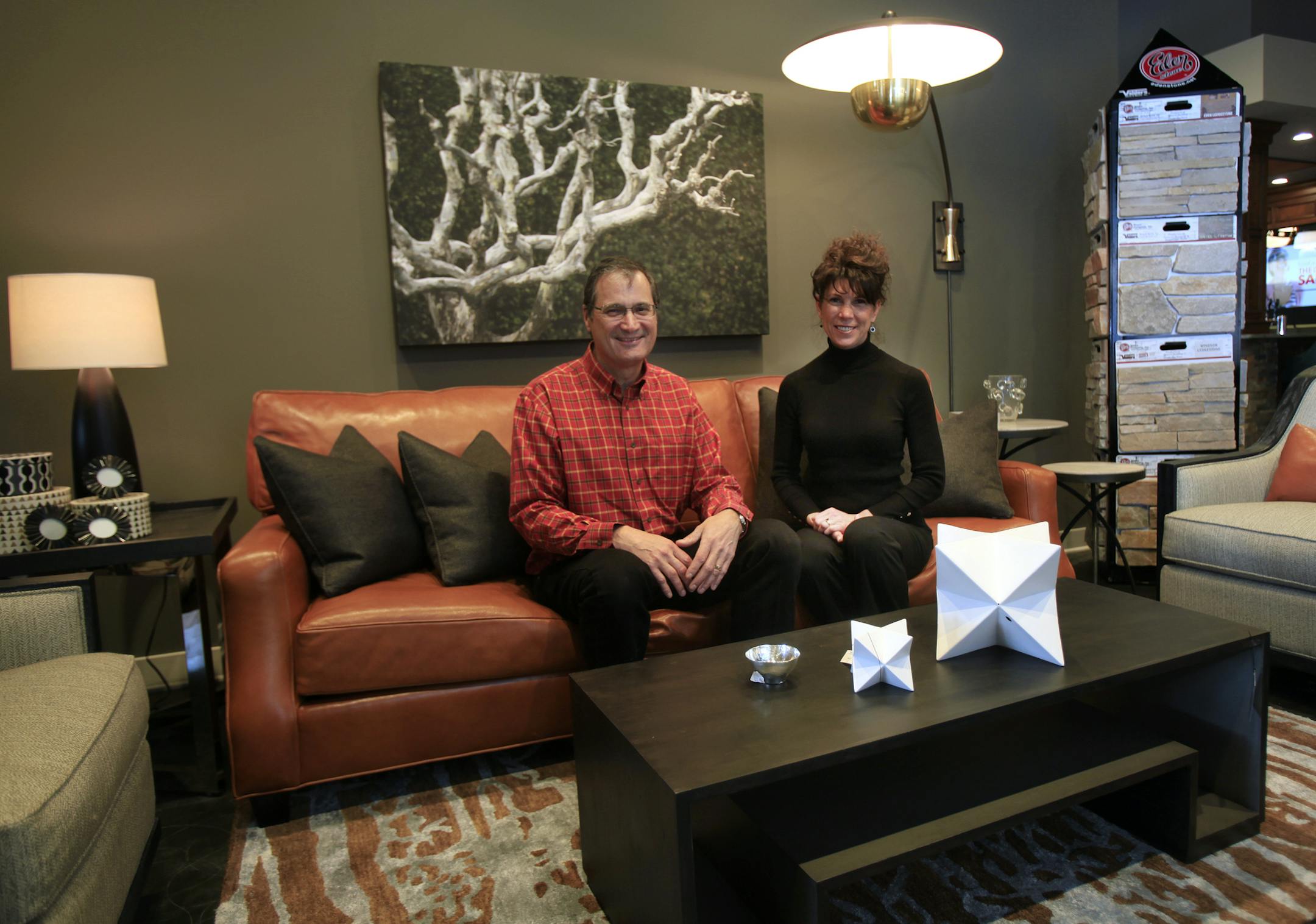 Peter Santrach, President and Kelly Davert, General Manager of Mingle in Plymouth, MN on March 7, 2013. ] JOELKOYAMA‚Ä¢joel koyama@startribune.com The Mingle showroom is huge and has more than 110 custom-designed "vignettes" or room settings with furnishing, wall and floor coverings, accessories, lighting, etc. One space to consider might be the big round table where Santrach says he has lots of impromptu meetings. It's between the (working) bar and TV cooking show-style kitchen