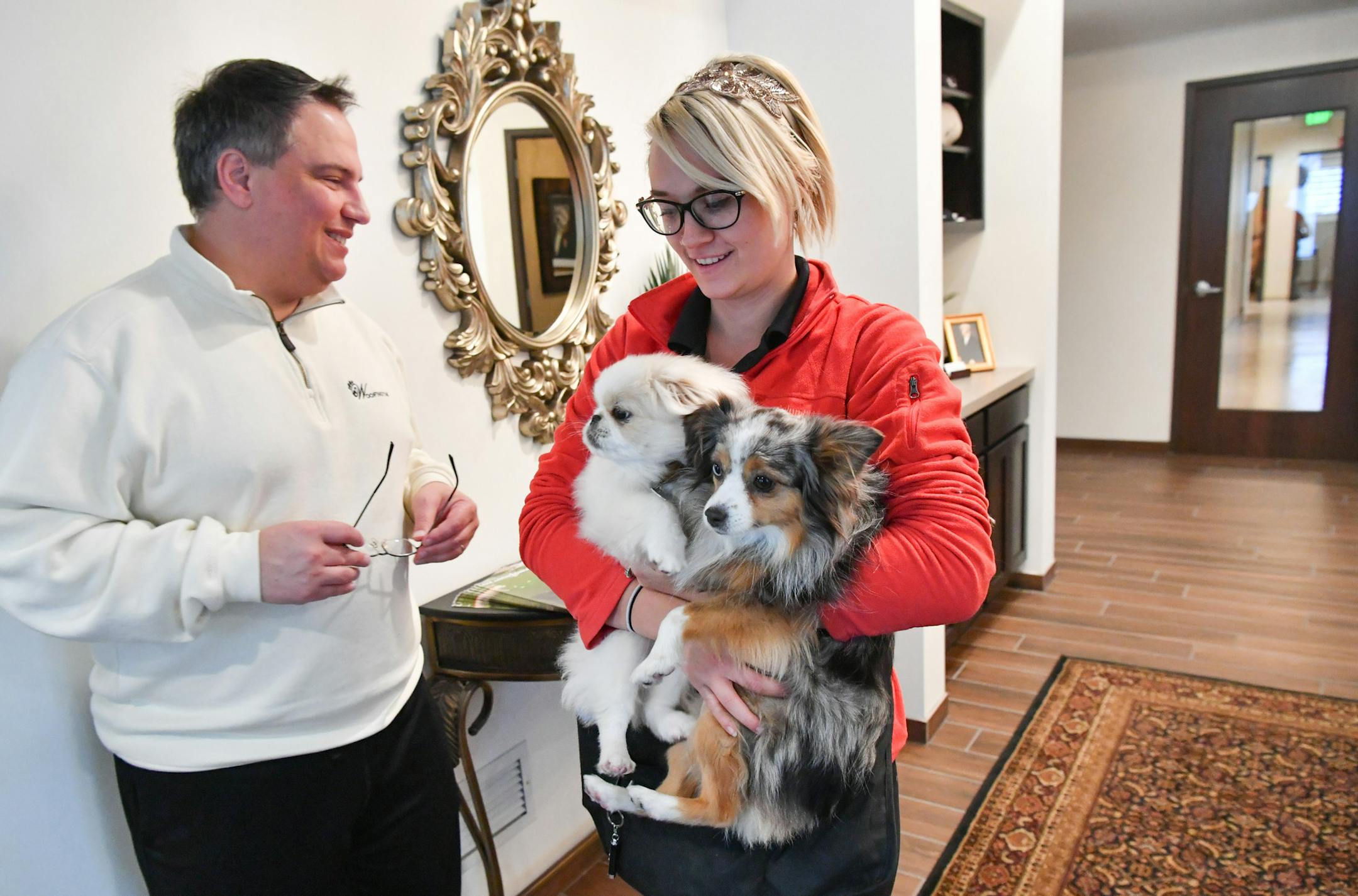 Woofington co owner Mike Larson and daycare director Monica Tantalean. ] GLEN STUBBE * gstubbe@startribune.com Wednesday, November 23, 2016 From boutique hotels stocked with flat-screen TVs, webcams, heated swimming pools and Vegas-inspired spas, a night away has never been more glamorous for the family dog. Pet boarding has taken off in the Twin Cities as a big, plush business appealing to affluent residents who want to spare no cost to pamper their pets. New high-end canine boarding and day-ca