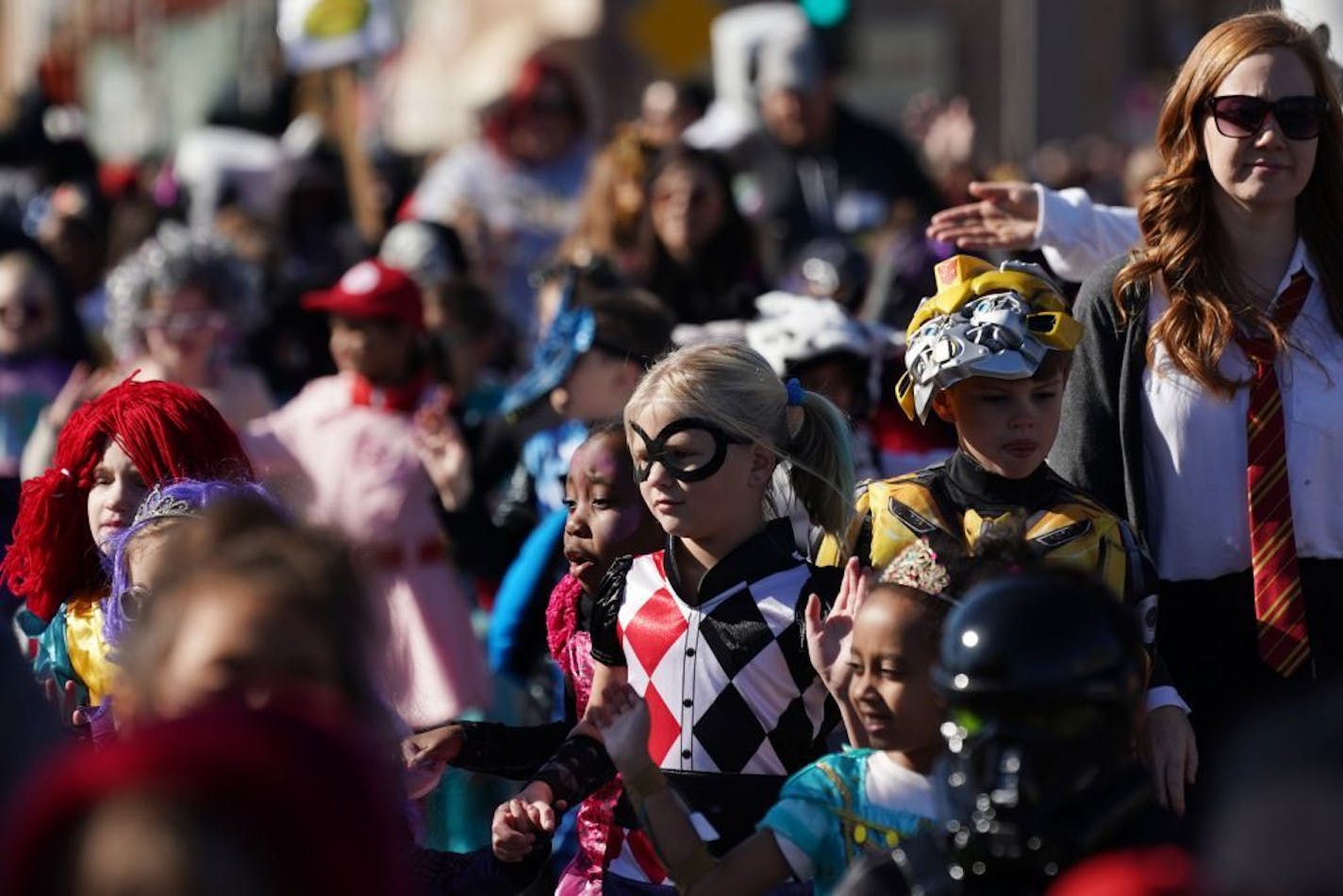 Students walked down Main Street in costume during the 2019 Halloween parade in Anoka.