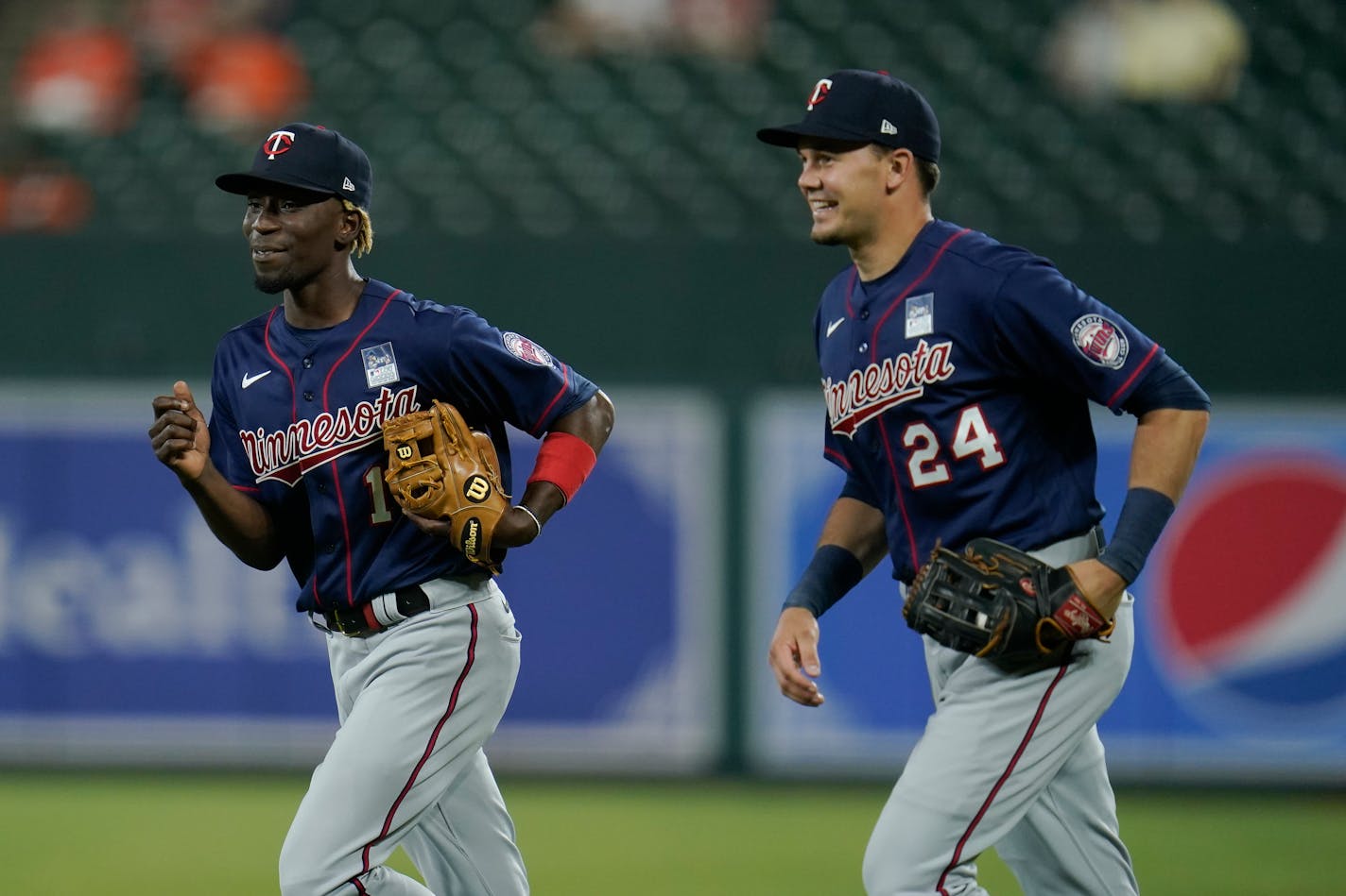 Nick Gordon, left, and Trevor Larnach, in Baltimore during a game earlier this month.