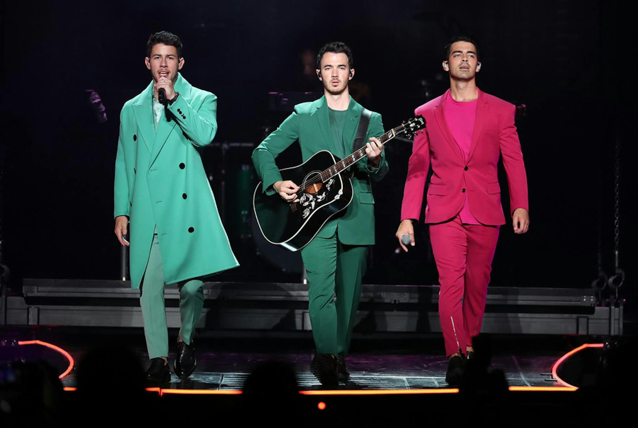 The Jonas Brothers perform at the Amway Center in Orlando, Fla., on Friday, Aug. 9, 2019.