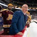 Gophers coach Robert Motzko instructs his players at Xcel Energy Center in October. The Gophers began their season at the X; they hope to end it there