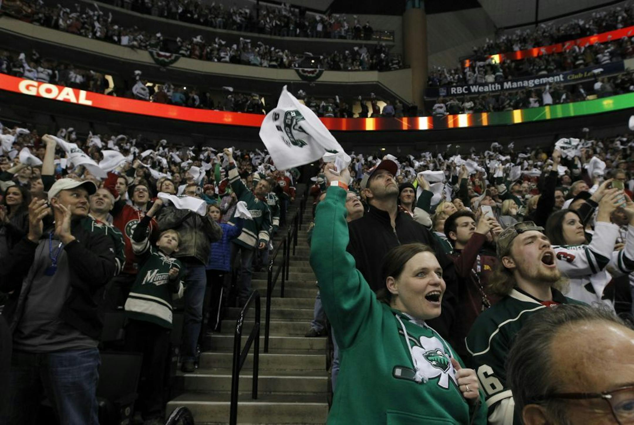 Minnesota Wild fans cheer during the 2015 playoffs.