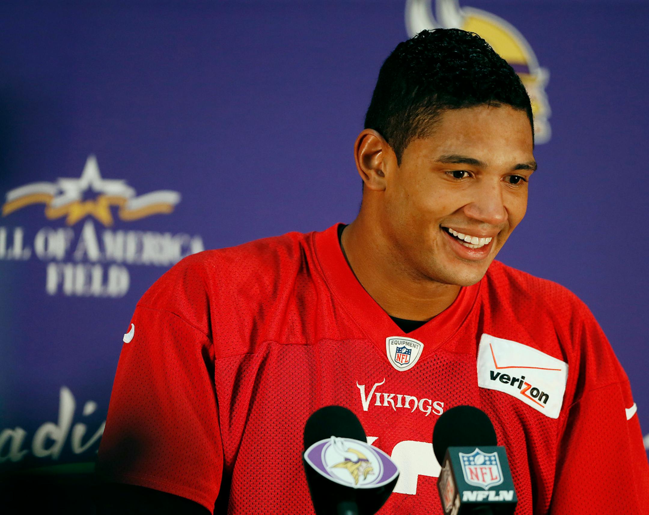 Minnesota Vikings quarterback Josh Freeman spoke to members of the media Thursday October 17, 2013 Eden Prairie, MN. Freeman will get his first start as a Viking Monday night against the Giants ] JERRY HOLT ‚Ä¢ jerry.holt@startribune.com