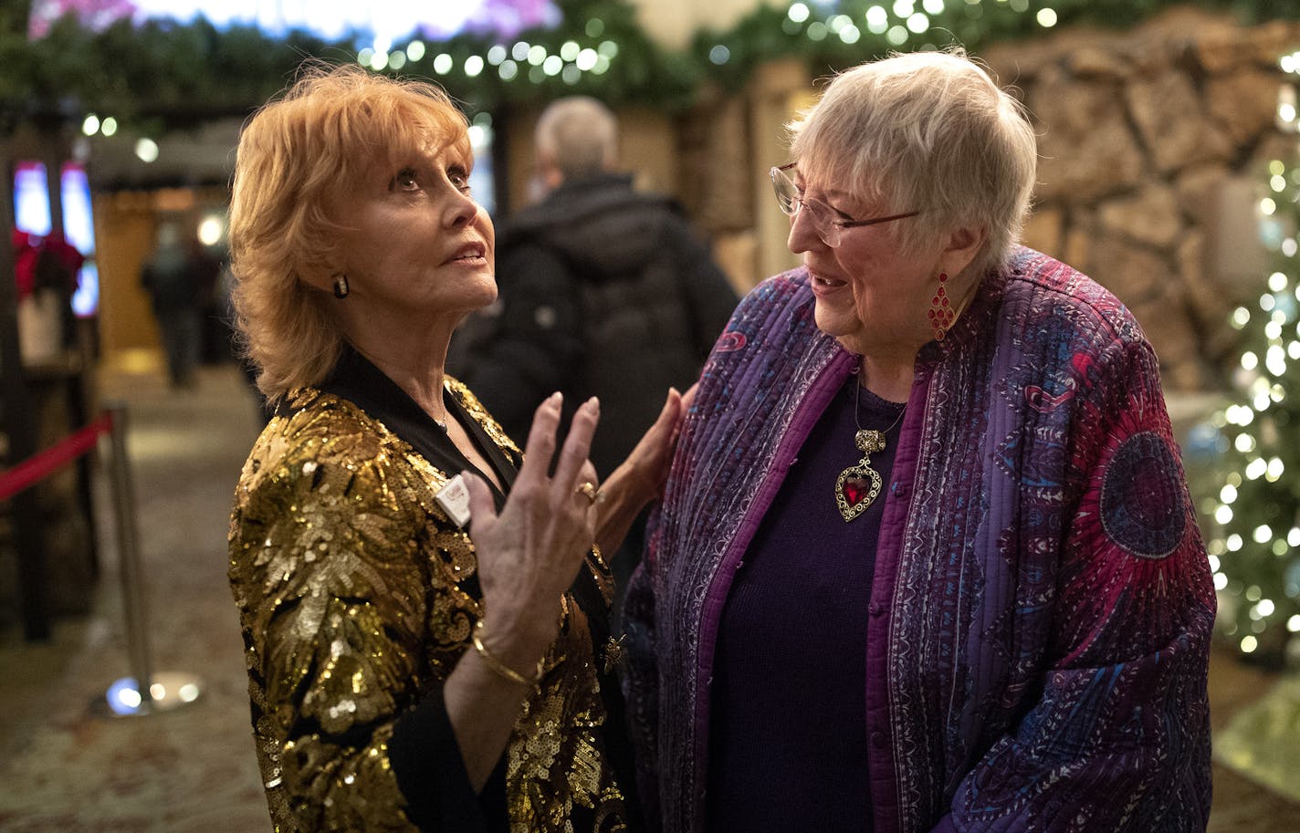 Nancy Nelson greeted Connie Johnson 78, as she arrived with her daughter Mary Melby to see "Mamma Mia!"