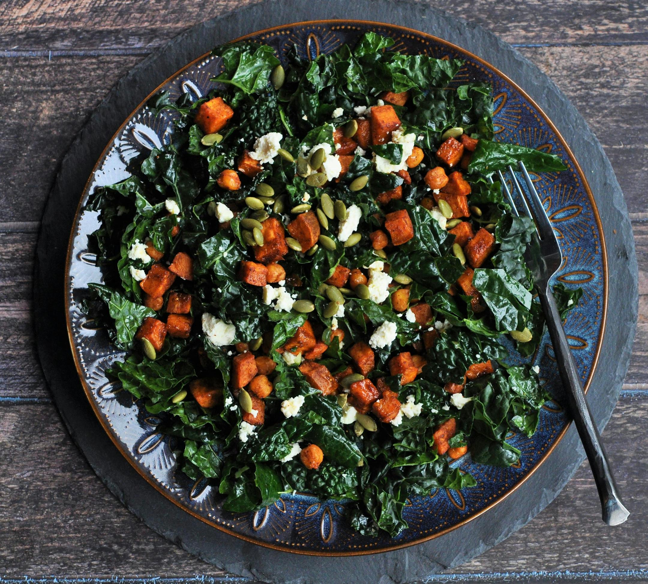 Roasted Spiced Sweet Potato, Chickpea and Kale Salad is one that has a little bit of everything. Recipe and photo by Meredith Deeds, Special to the Star Tribune