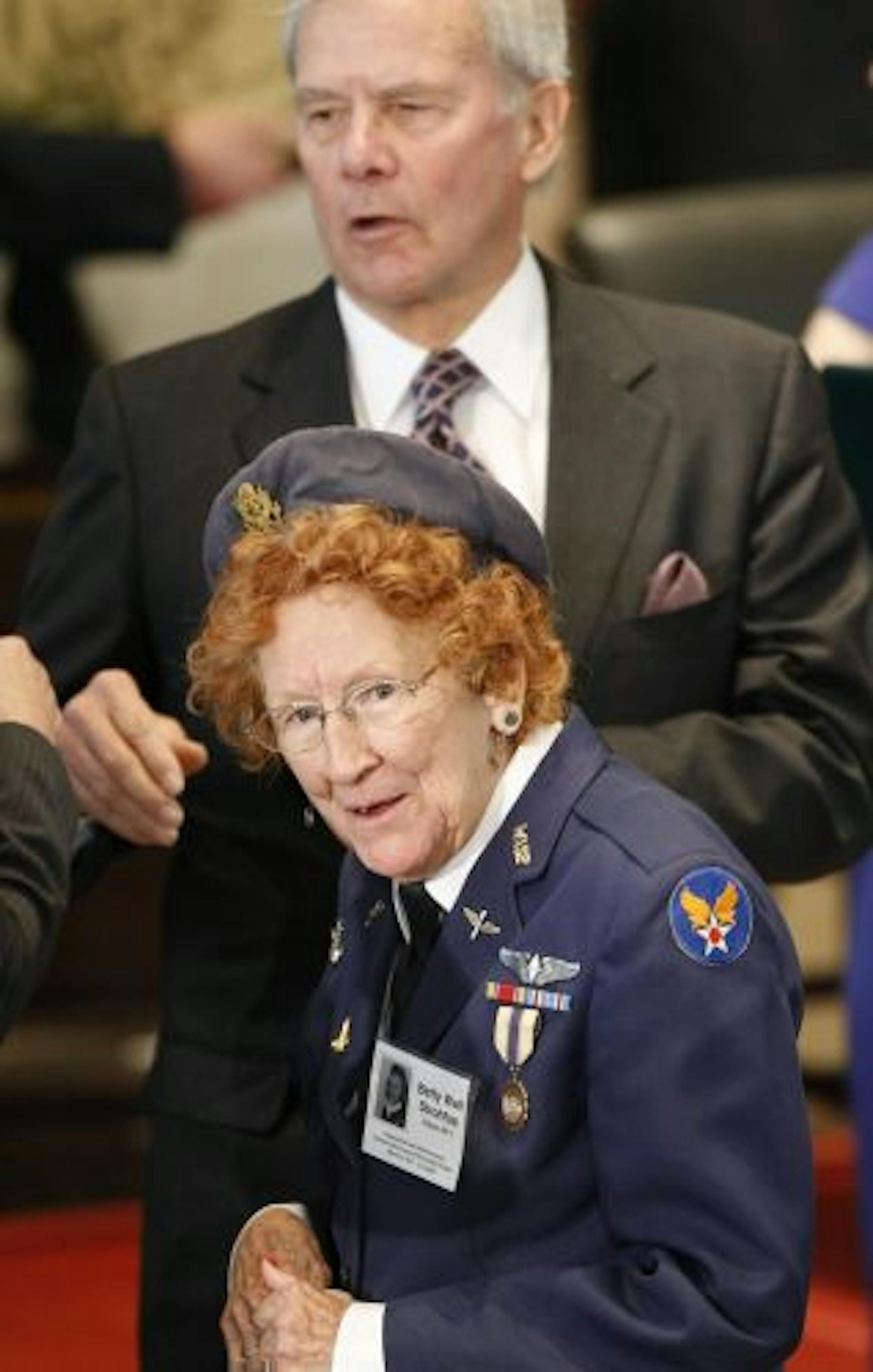 Former WASP Betty Wall Strohfus, a native of Faribault, Minn., was among several Minnesotans to receive the Congressional Gold Medal on Wednesday. Behind her was Tom Brokaw, author of "The Greatest Generation."