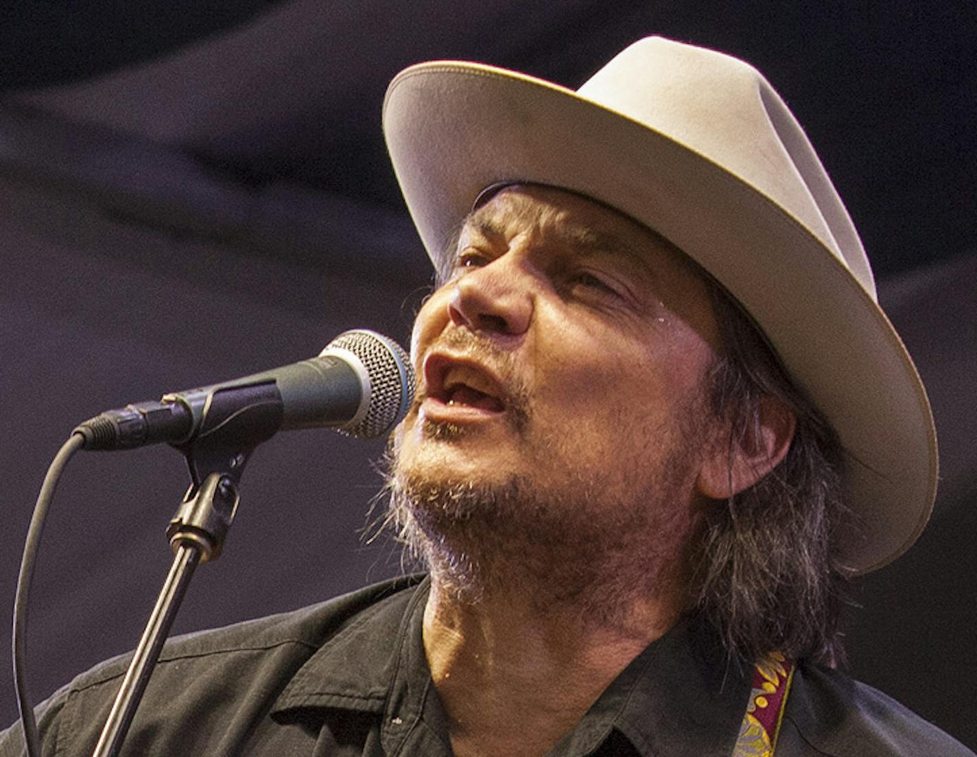 Nels Cline and Jeff Tweedy perform with Wilco at the New Orleans Jazz & Heritage Festival, on Friday, April 24, 2015 in New Orleans. (Photo by Barry Brecheisen/Invision/AP) ORG XMIT: INVW