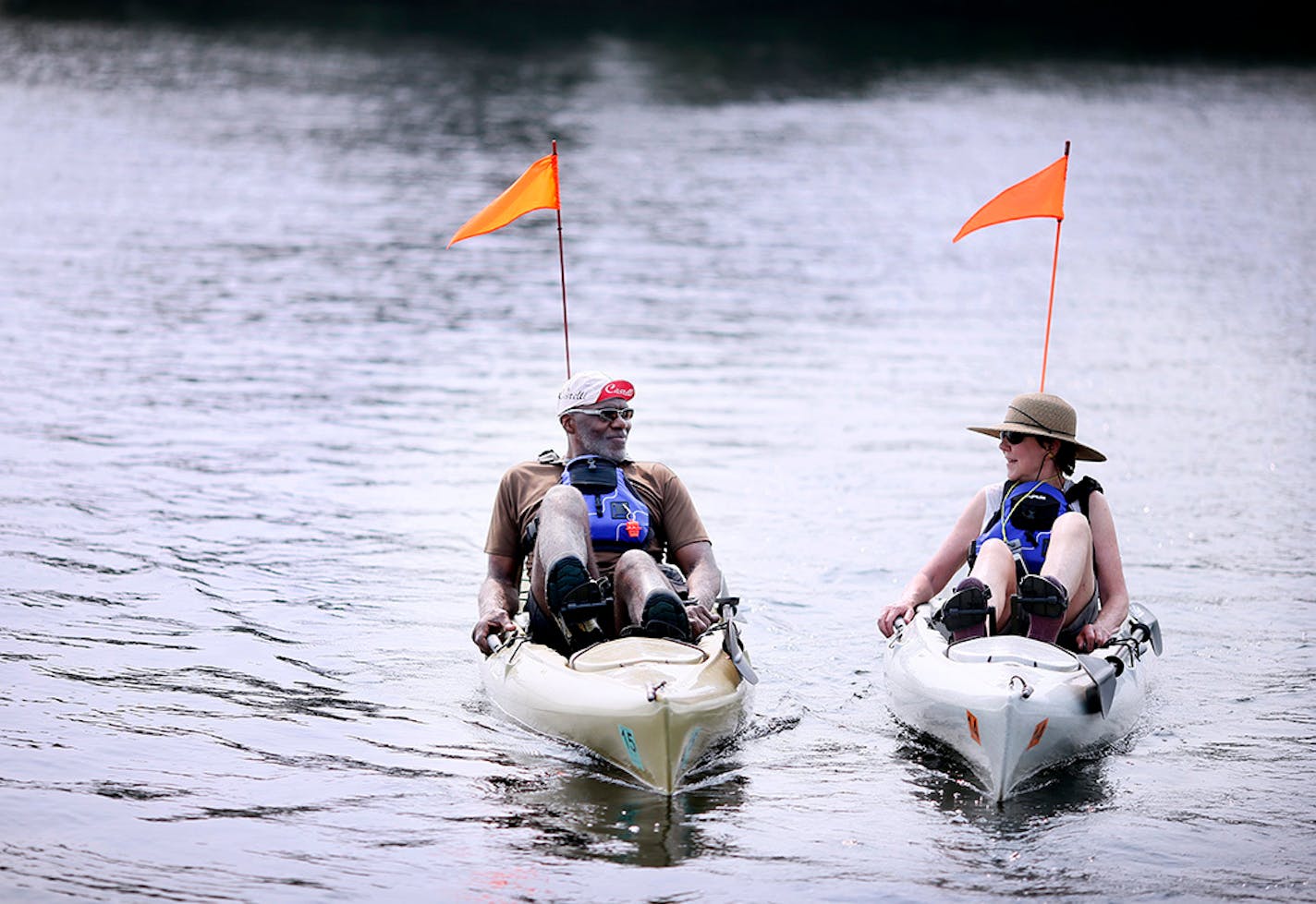 Justice Alan Page spent some time kayaking with his wife Diane Sims Page Independence Day on Washburn Lake Saturday July 4, 2015 in Outing, MN.