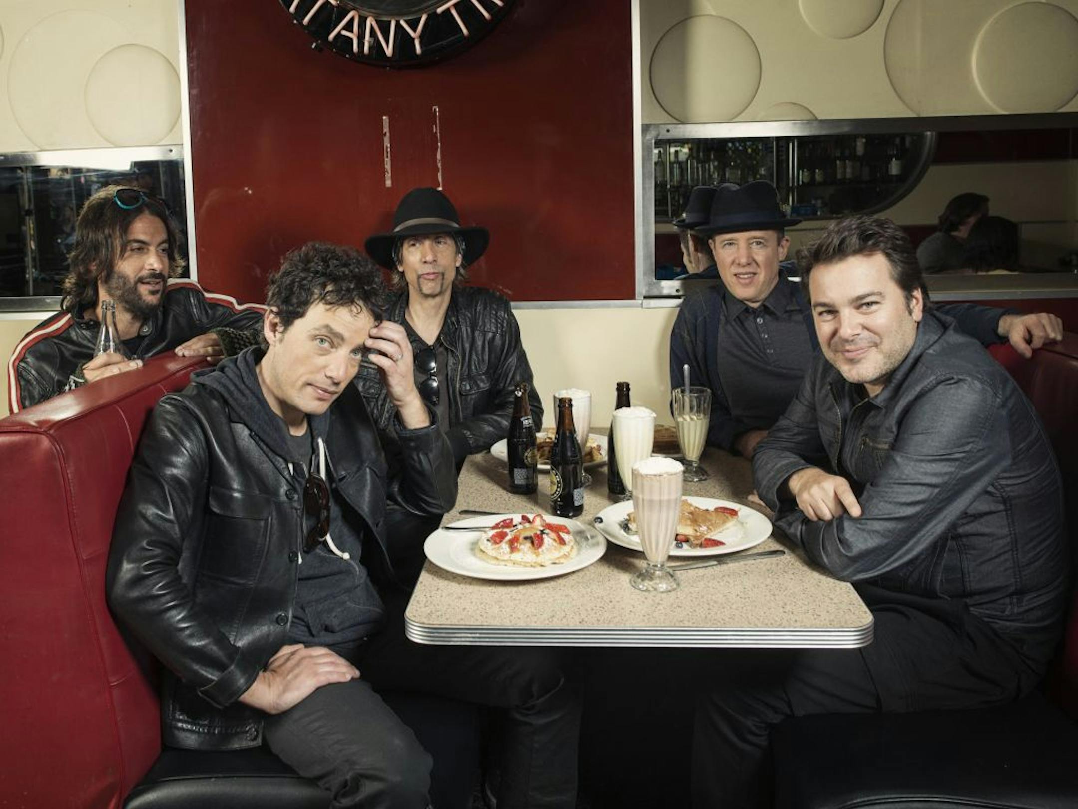 The Wallflowers, from left: Rami Jaffee, Jakob Dylan, Stuart Mathis, Jack Irons and Greg Richling.