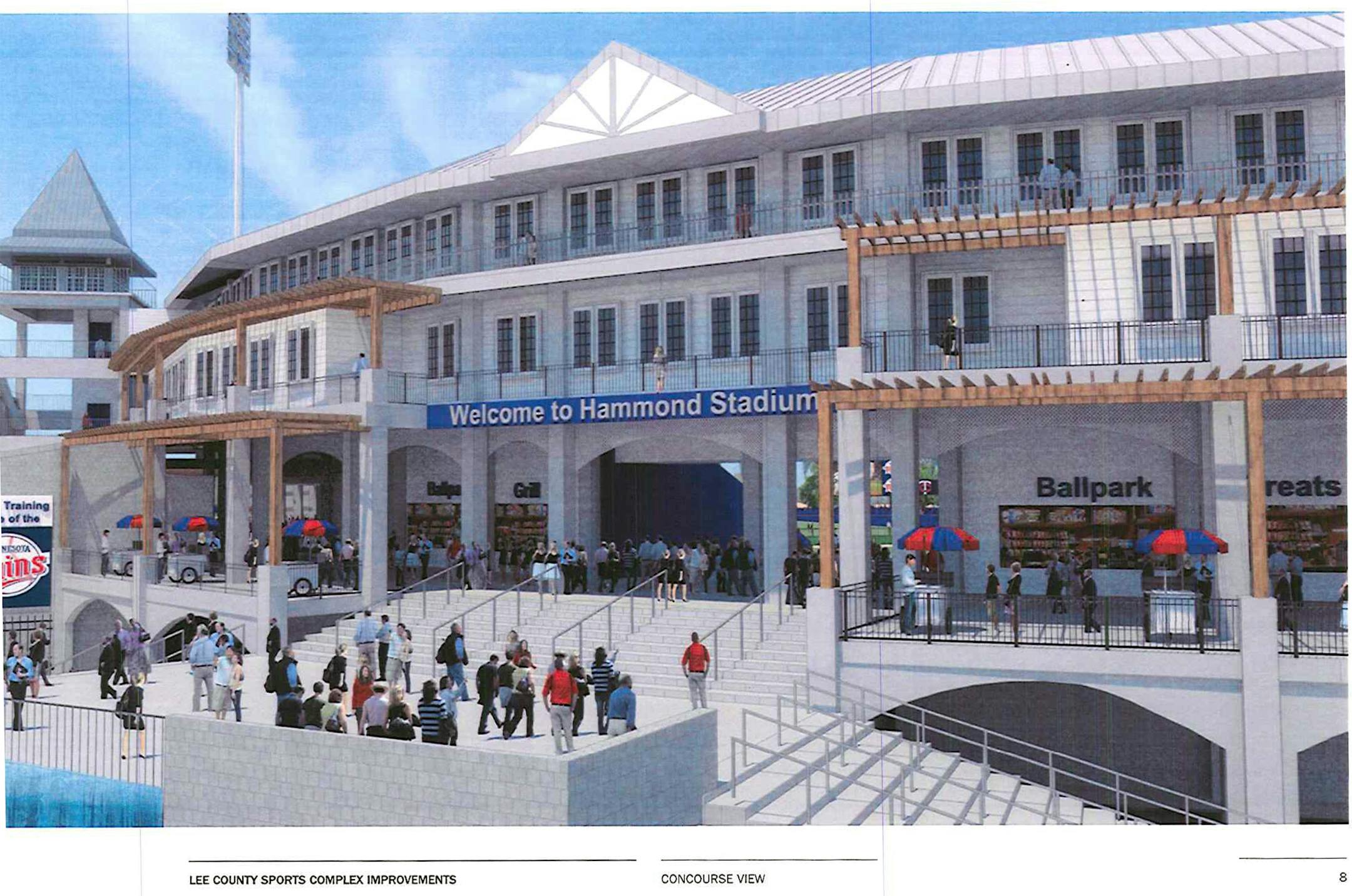 Rendering for Hammond Stadium, Twin spring training facility.