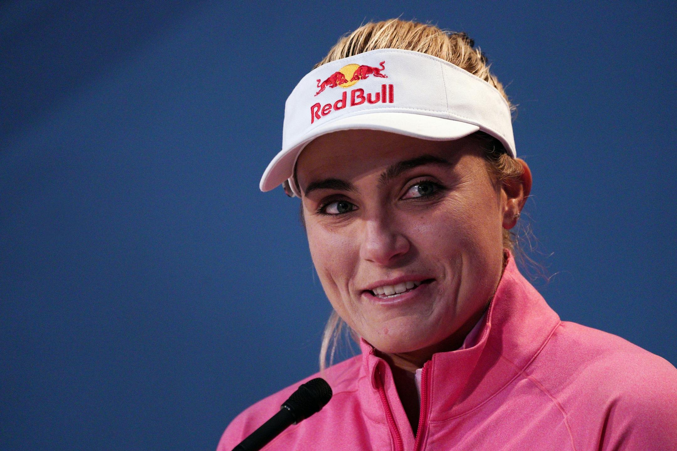 Lexi Thompson smiled as she took reporter's questions during a press conference Tuesday morning.