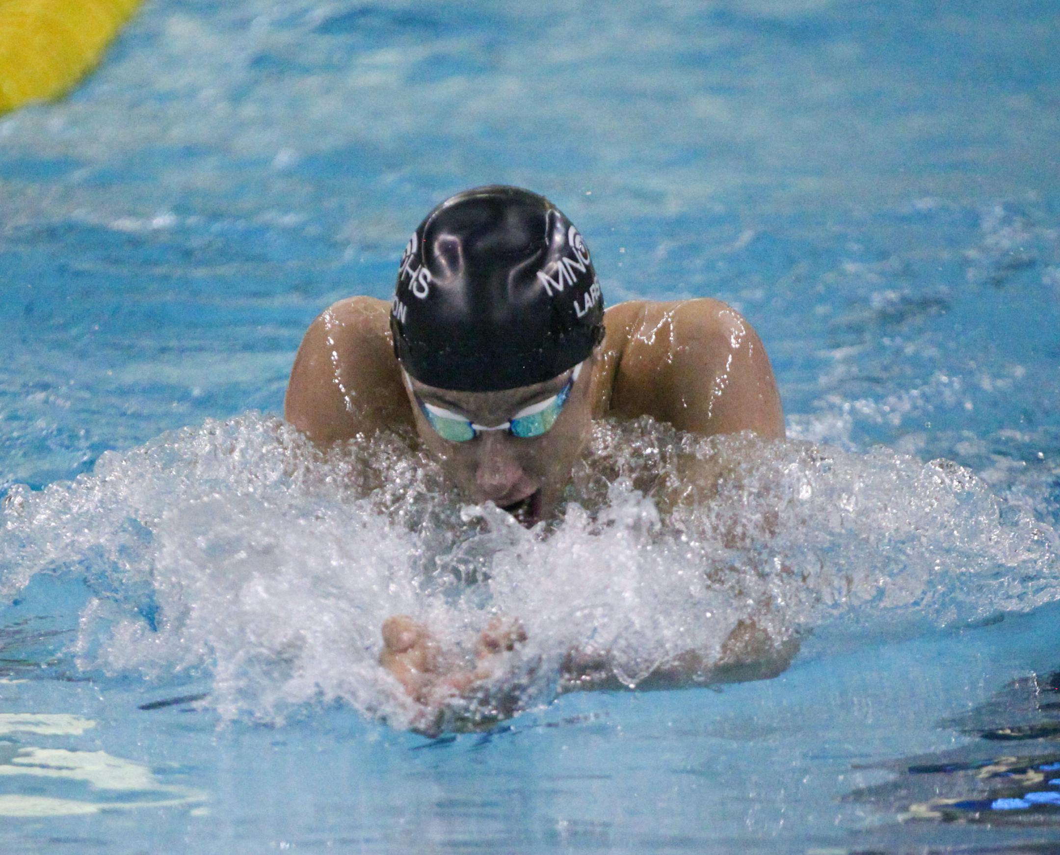 JohnThomas Larson from Minnesota Online, St. Paul at heat 3 of the 200 yard individual medley. ] XAVIER WANG &#x2022; xavier.wang@startribune.com Game action from a Class 2A swimming state meet prelims Friday. March, 3. 2017 at University of Minnesota Aquatic Center in Minneapolis.