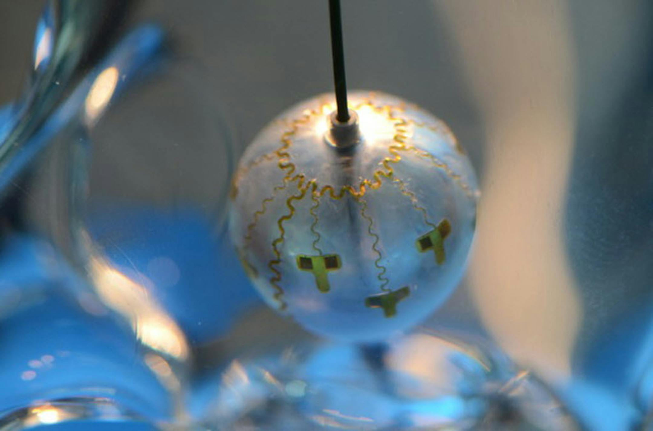 A balloon catheter with mounted sensors being developed by MC10, a Boston-area company.